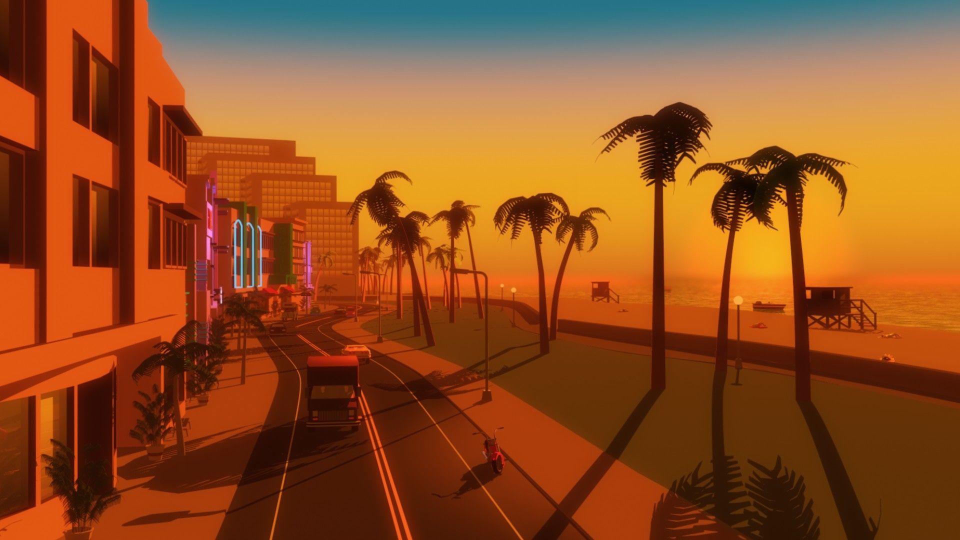 1920x1080 Video games palm trees gta vice city beach wallpaper