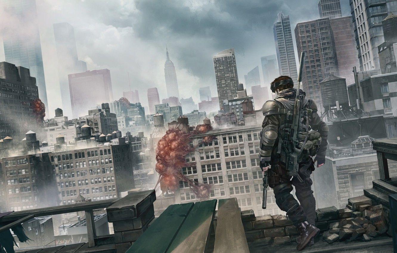 1332x850 Wallpaper The city, City, Soldiers, Fighter, Battlefield, Fiction