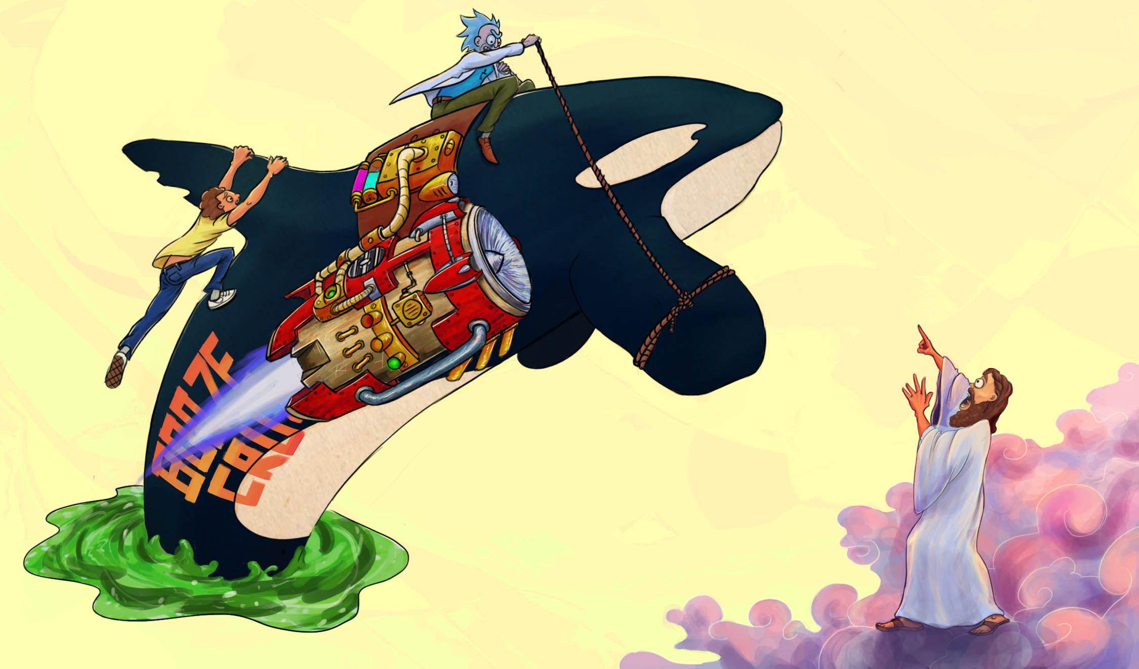 2250x1323 #wubalubadubdub, #Bird Person, #Morty Smith, #Rick