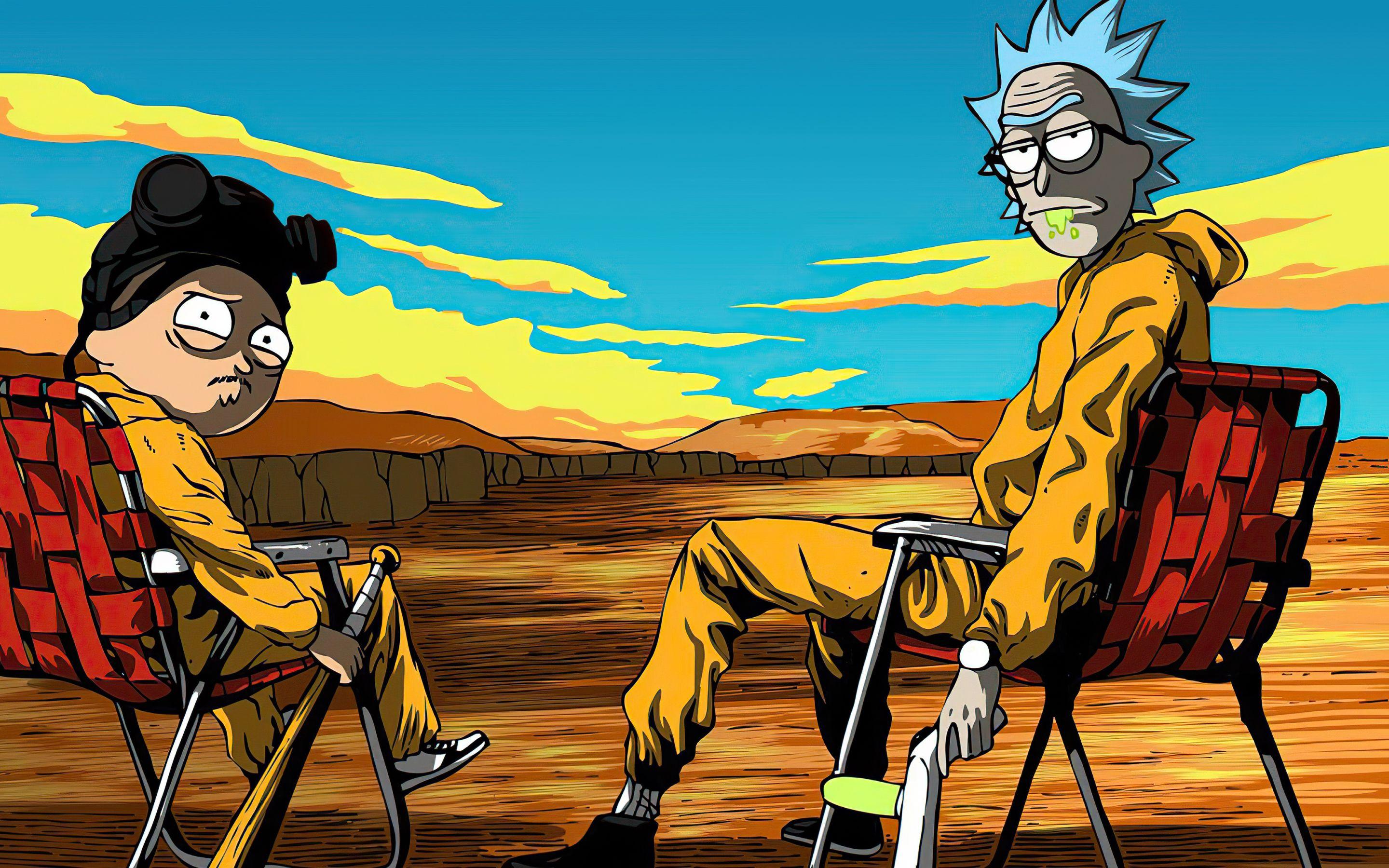 2880x1800 Rick & Morty X Breaking Bad Macbook Pro Retina Wallpaper