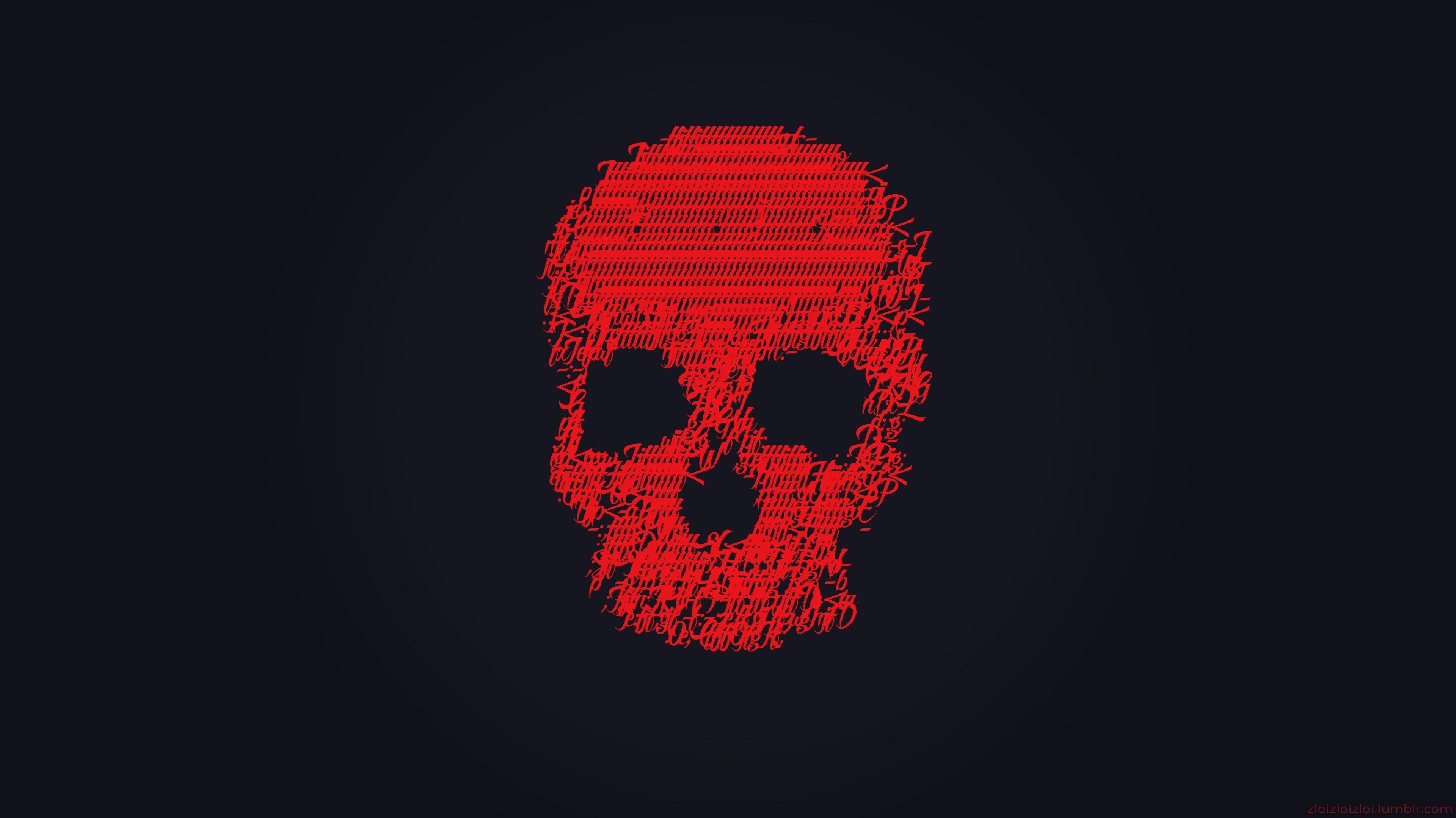3840x2160 Download 3840x2400 wallpaper skull, glitch art, minimal, dark red, 4k, ultra HD 16: widescreen, 3840x2400 HD image, background, 6682