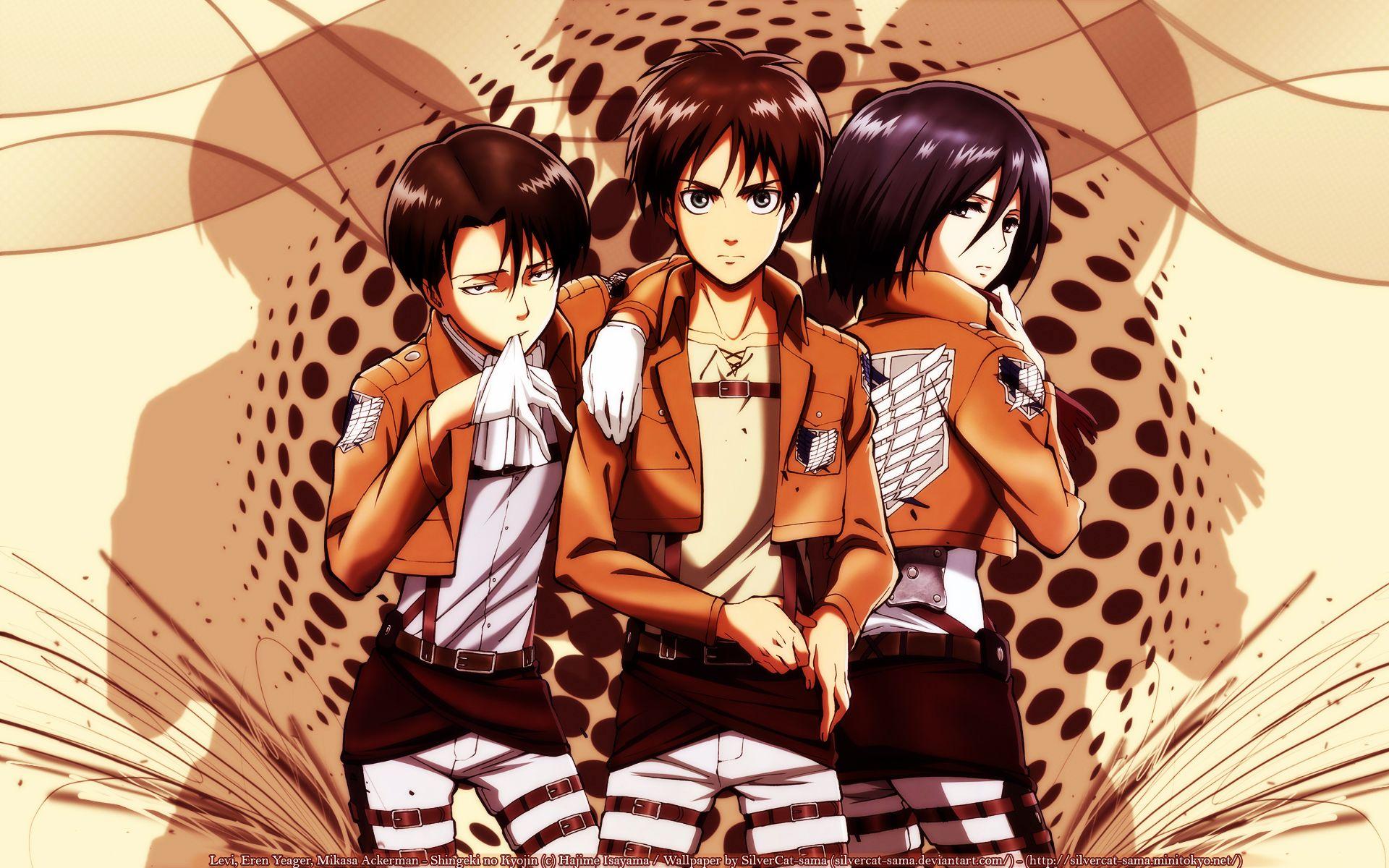 1920x1200 Shingeki no Kyojin Wallpaper: Levi, Eren, Mikasa