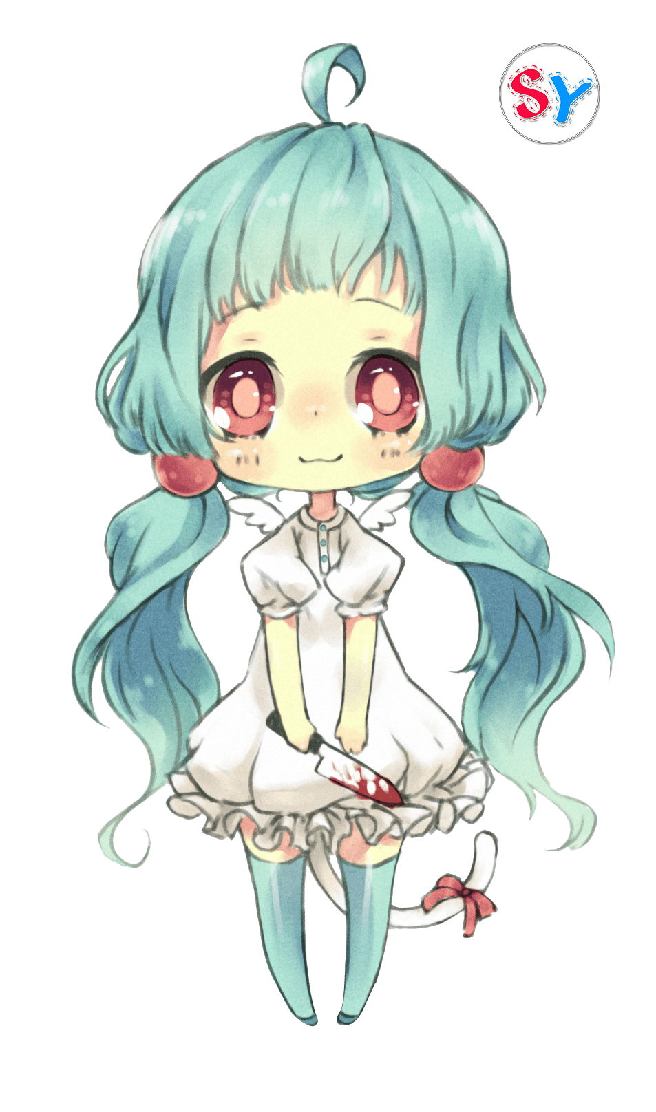 953x1616 Chibi Anime Girl With Knife