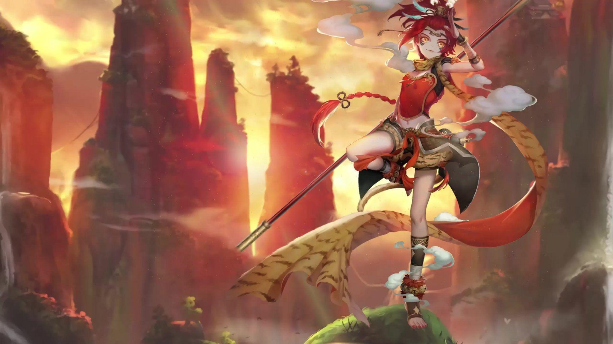 2048x1152 Warrior Girl Anime Live Wallpaper HD
