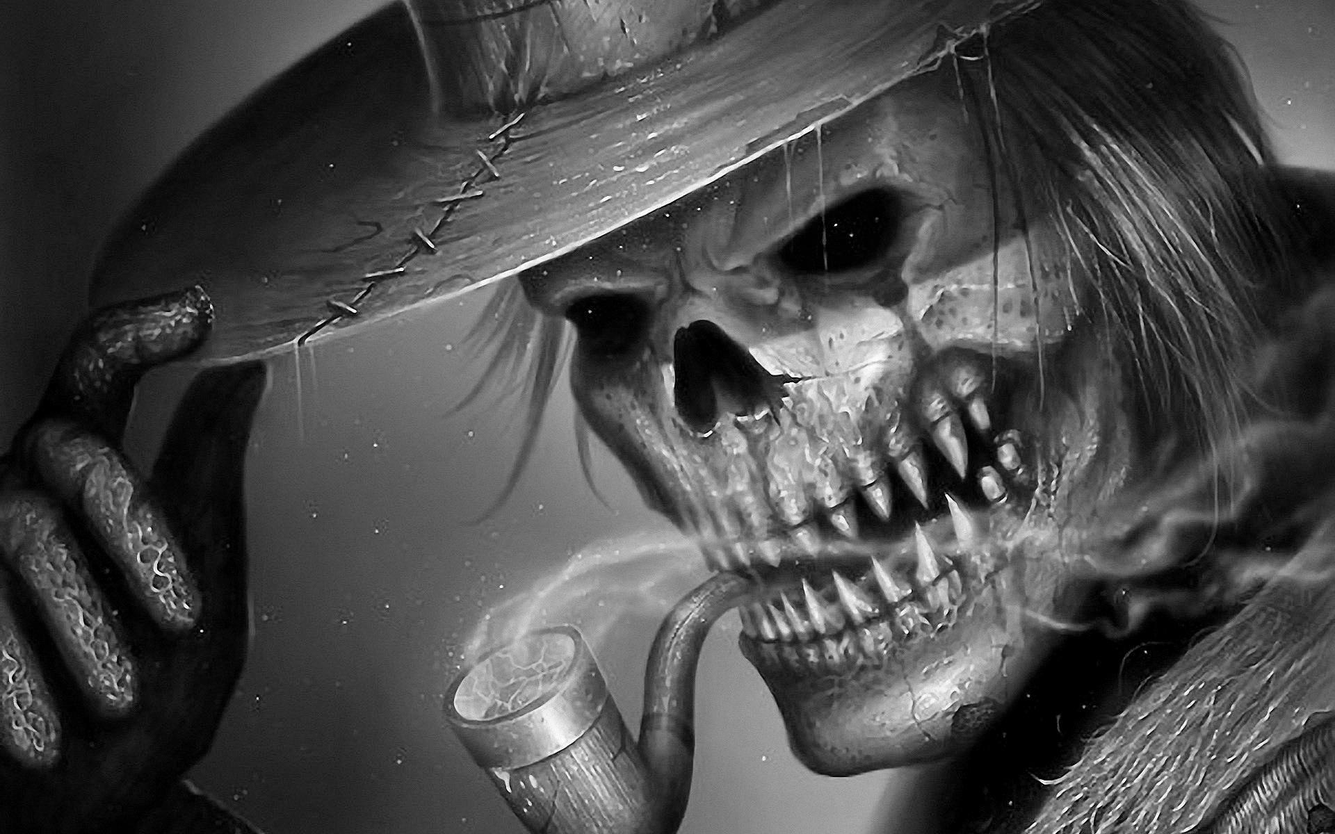 1920x1200 Smoking skull wallpaper