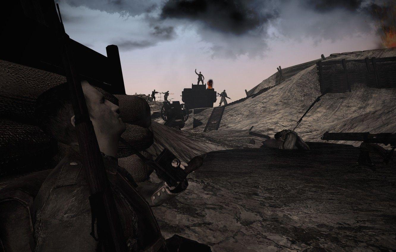 1332x850 Wallpaper soldier, Germany, fog, Britain, tank, WWI, WW luger