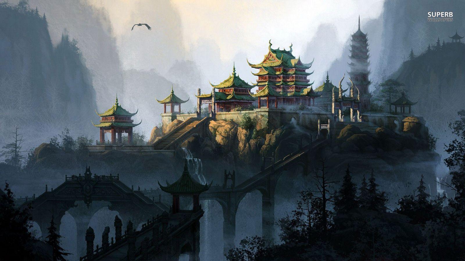 1600x900 Fantasy Temple Wallpaper