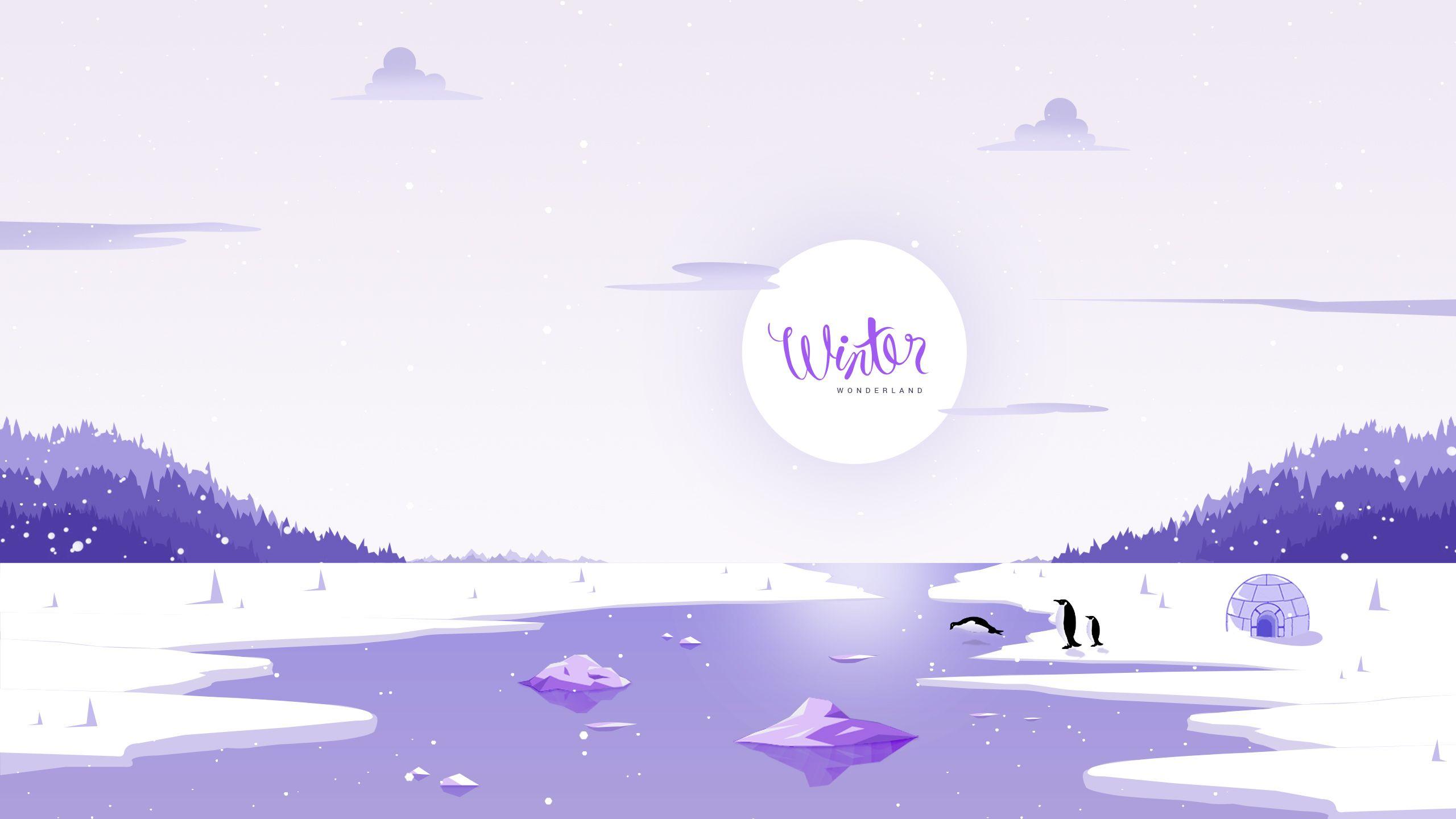 2560x1440 Wallpaper Winter, Wonderland, Minimal, HD, Creative Graphics