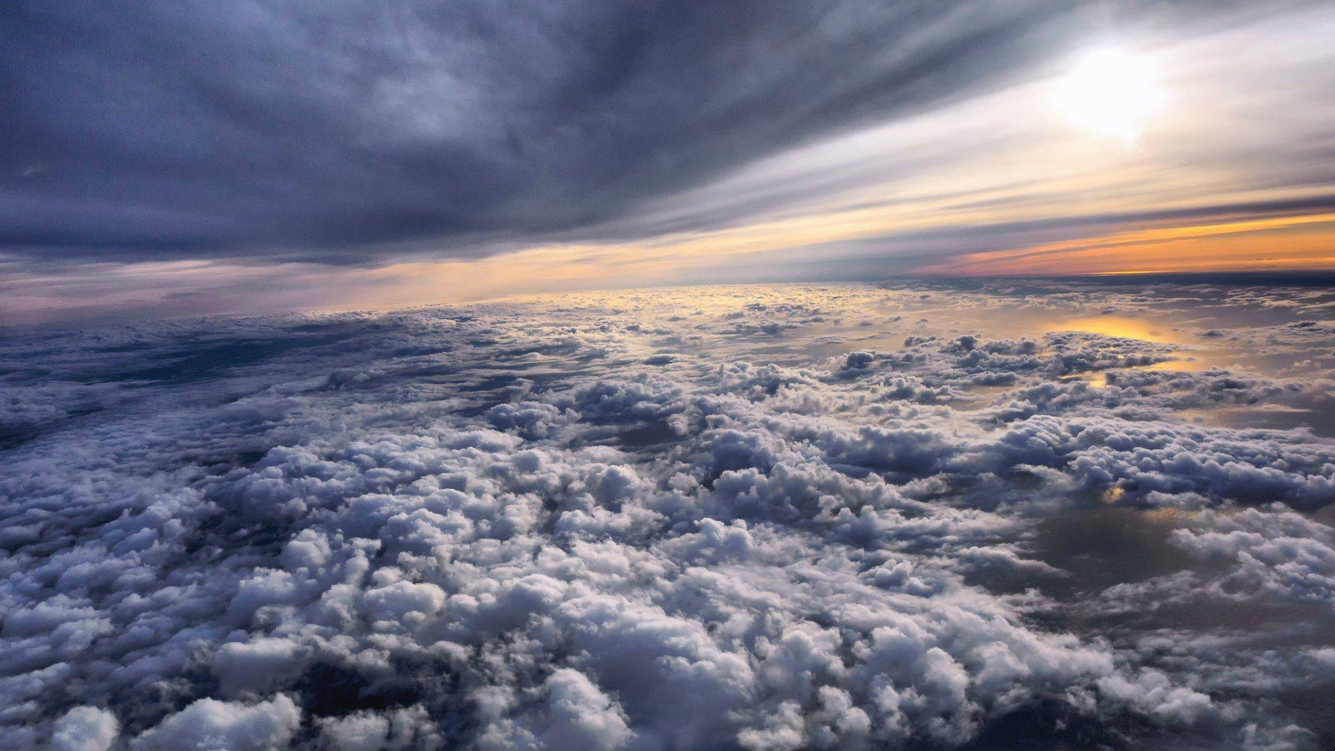 1920x1080 Flying above the clouds at sunset Desktop wallpaper 1920x1080