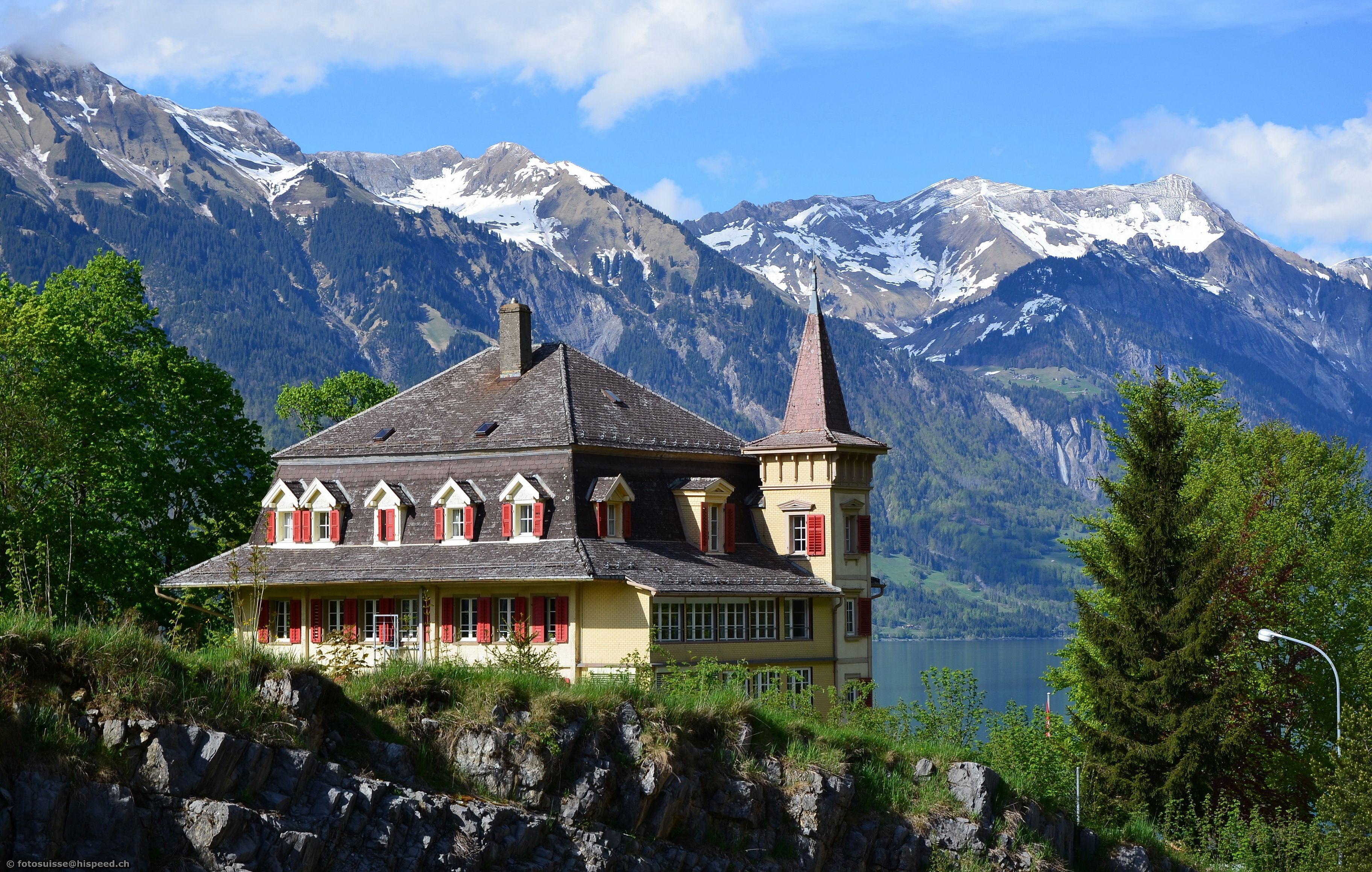 3648x2319 Wallpaper Switzerland Houses Mountains Mansion Cities download