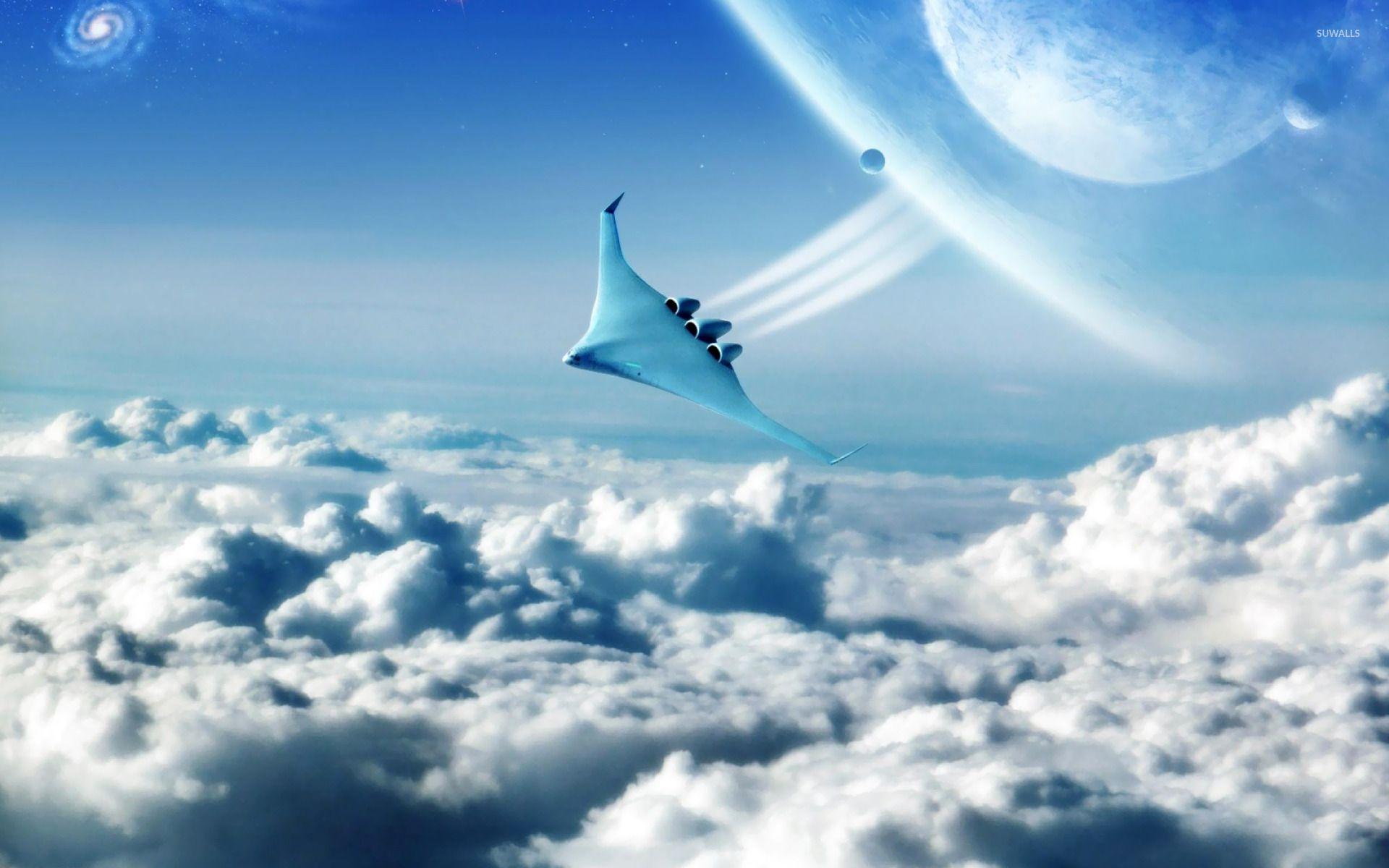 1920x1200 Spaceship above the clouds wallpaper wallpaper