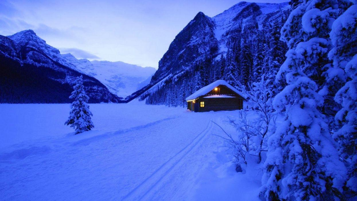 1245x700 Winter snow house mountains wallpaperx1440