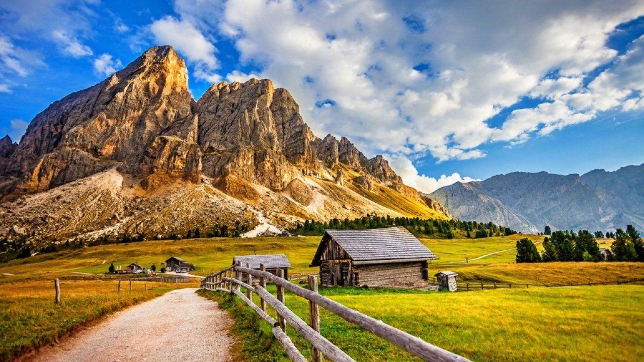 1280x720 Landscape, House, Mountains, Road, Nature, Sky, High, Resolution