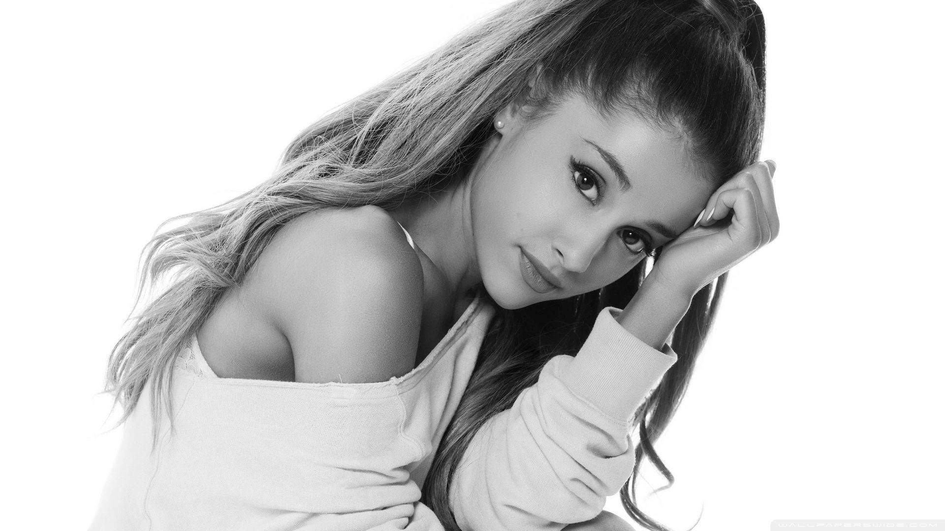 1920x1080 Ariana Grande Black and White Ultra HD Desktop Background