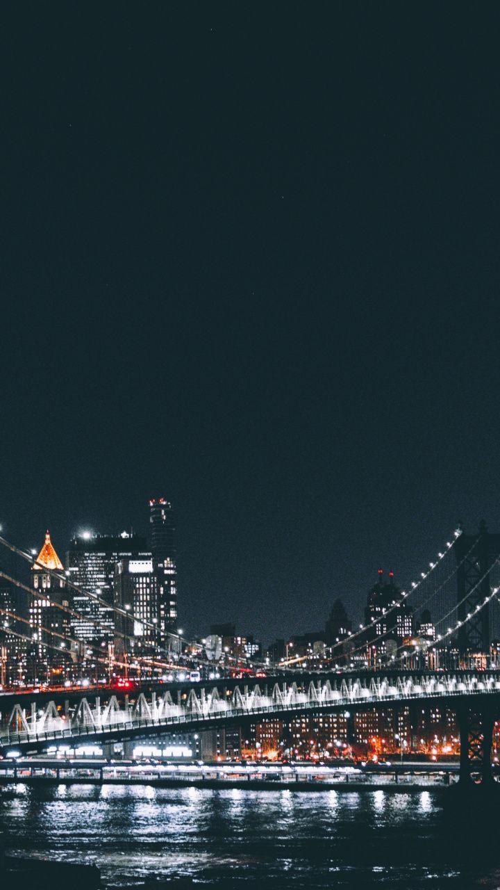 720x1280 Brooklyn bridge, buildings, night, city, 720x1280 wallpaper