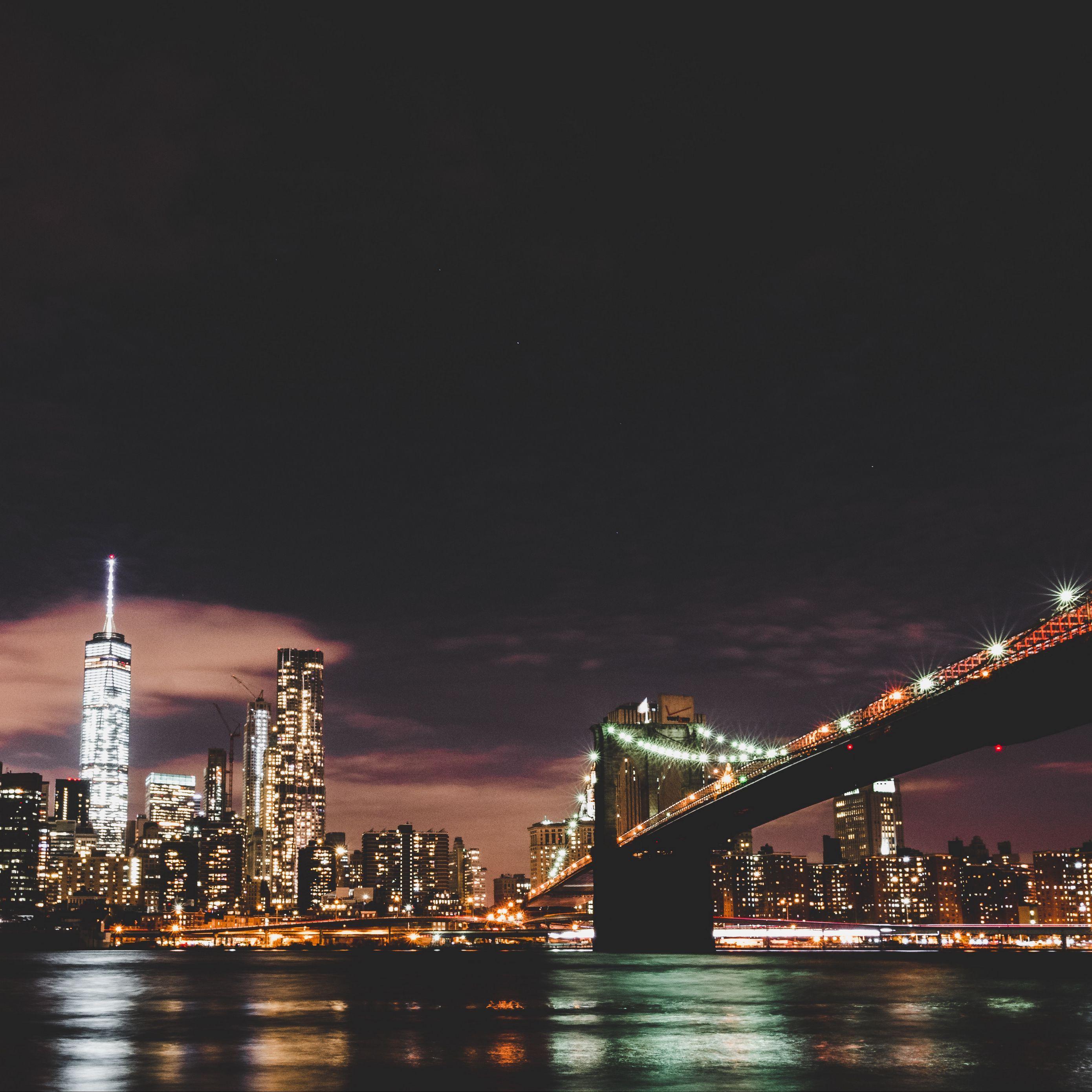 2780x2780 Download wallpaper 2780x2780 brooklyn, usa, night city, bridge