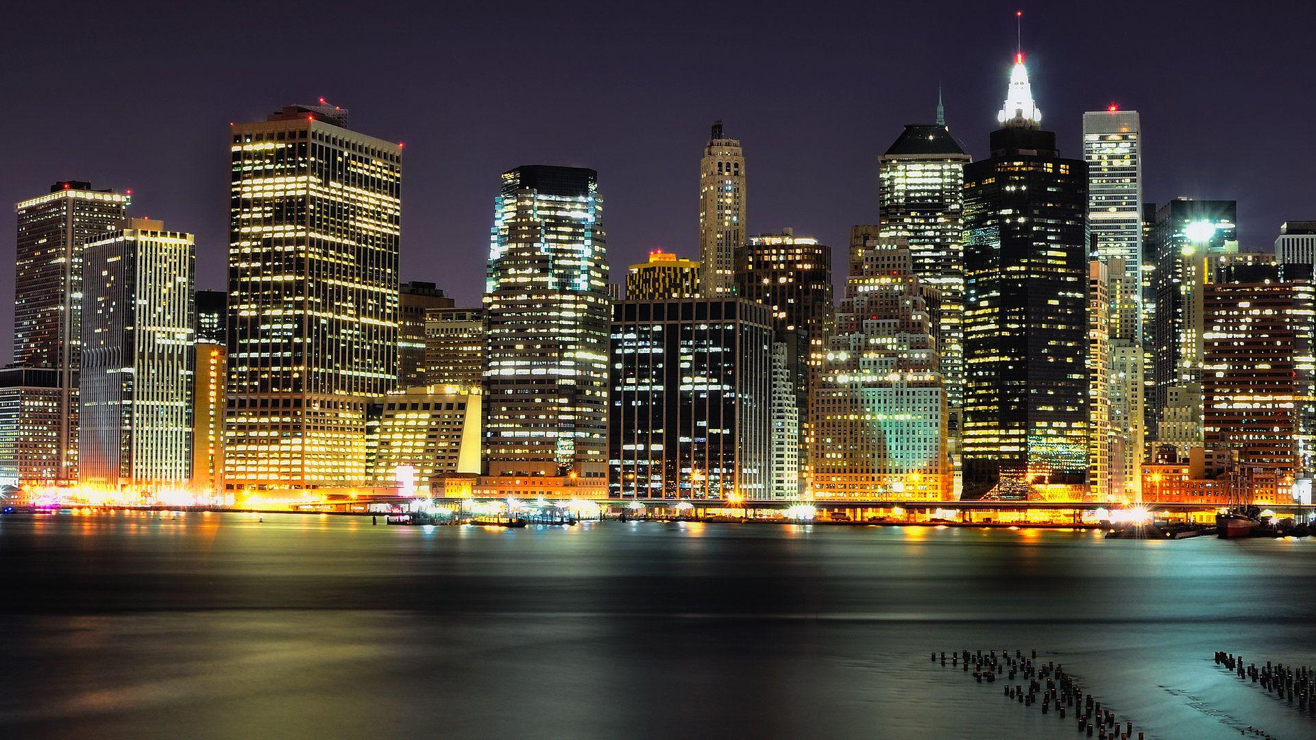 1920x1080 Lower Manhattan at Night from Columbia Heights, Brooklyn HD
