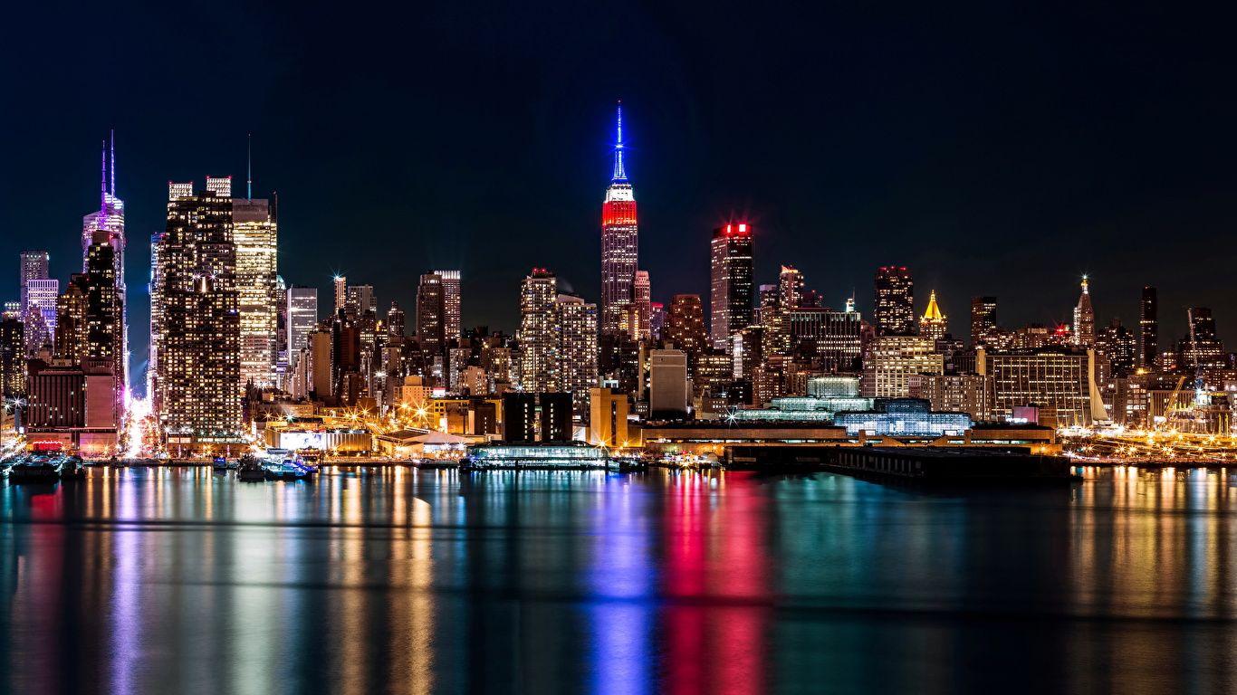 1366x768 Desktop Wallpaper Manhattan New York City USA Brooklyn Sea 1366x768