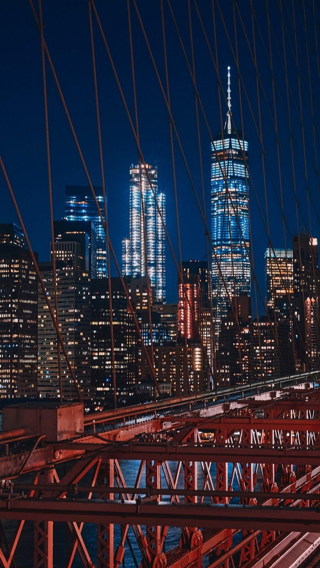 1080x1920 New York, USA, Brooklyn, bridge, night, lights 1080x1920 iPhone 8