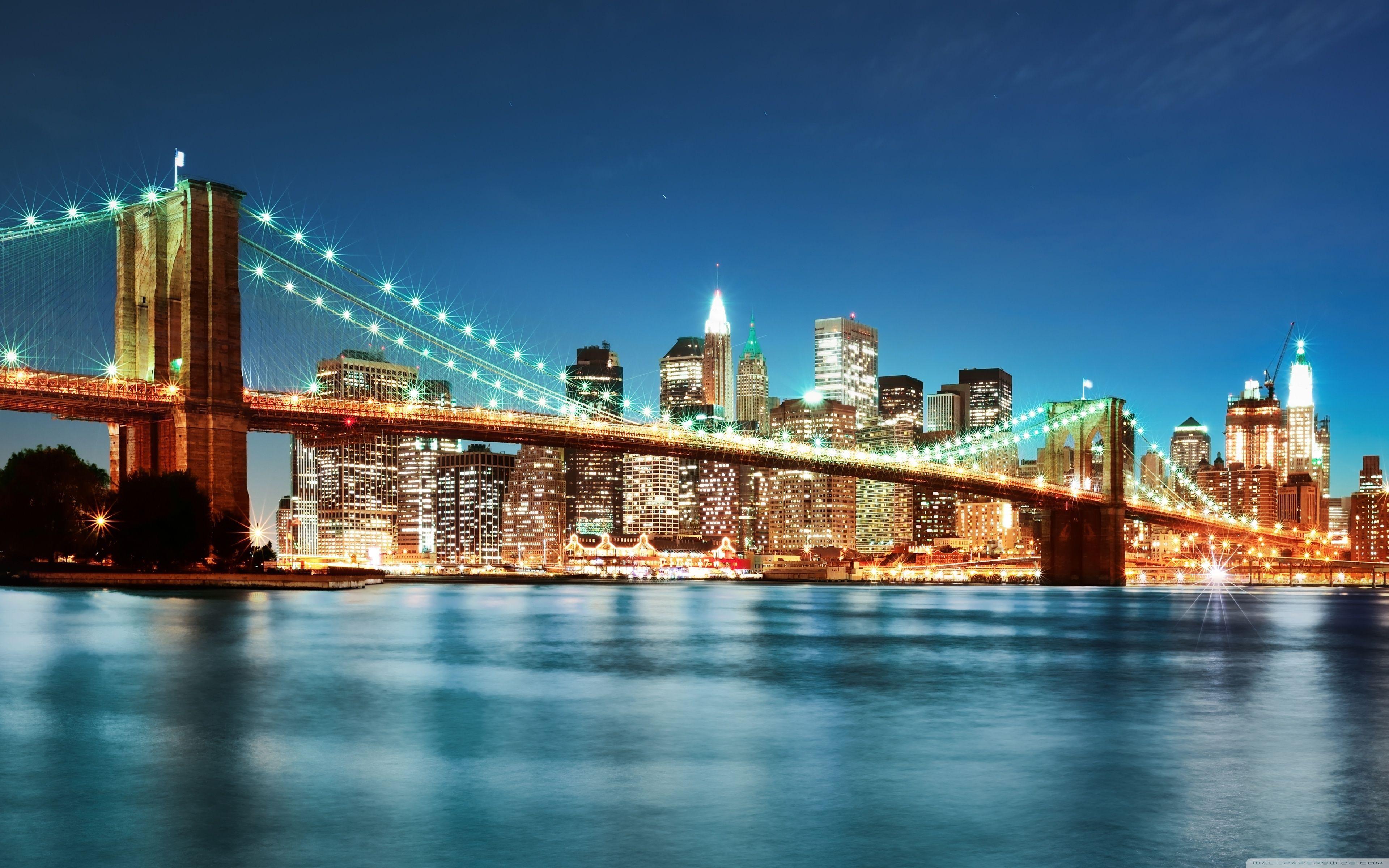 3840x2400 New York City Image At Night 25. Bridge wallpaper, Brooklyn