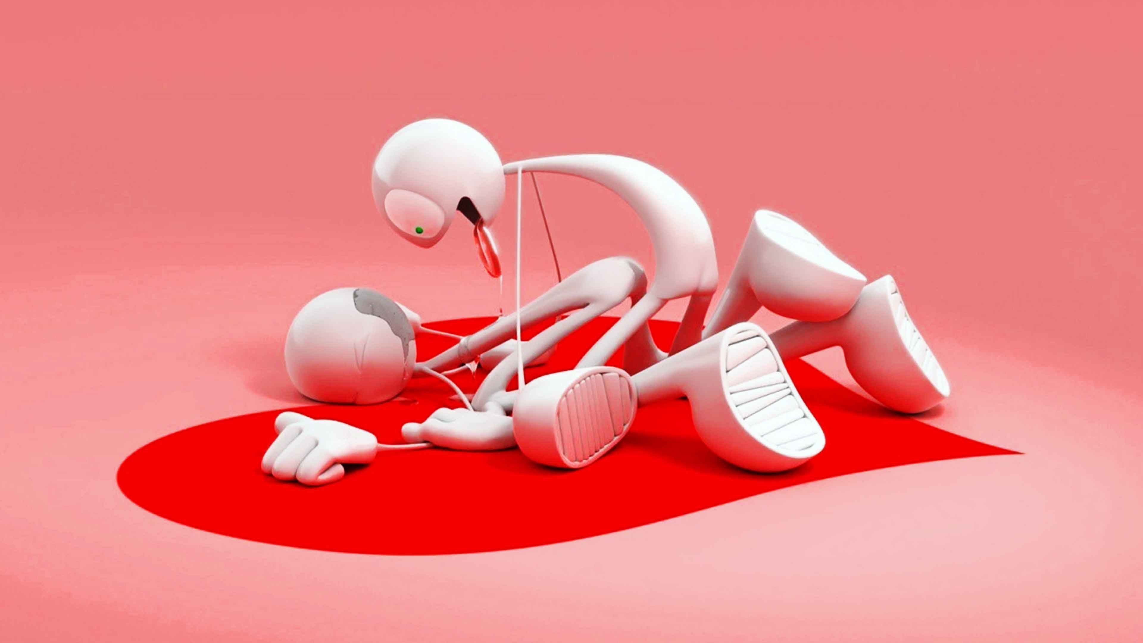3840x2160 3D Love Couple Cartoon Wallpaper Download