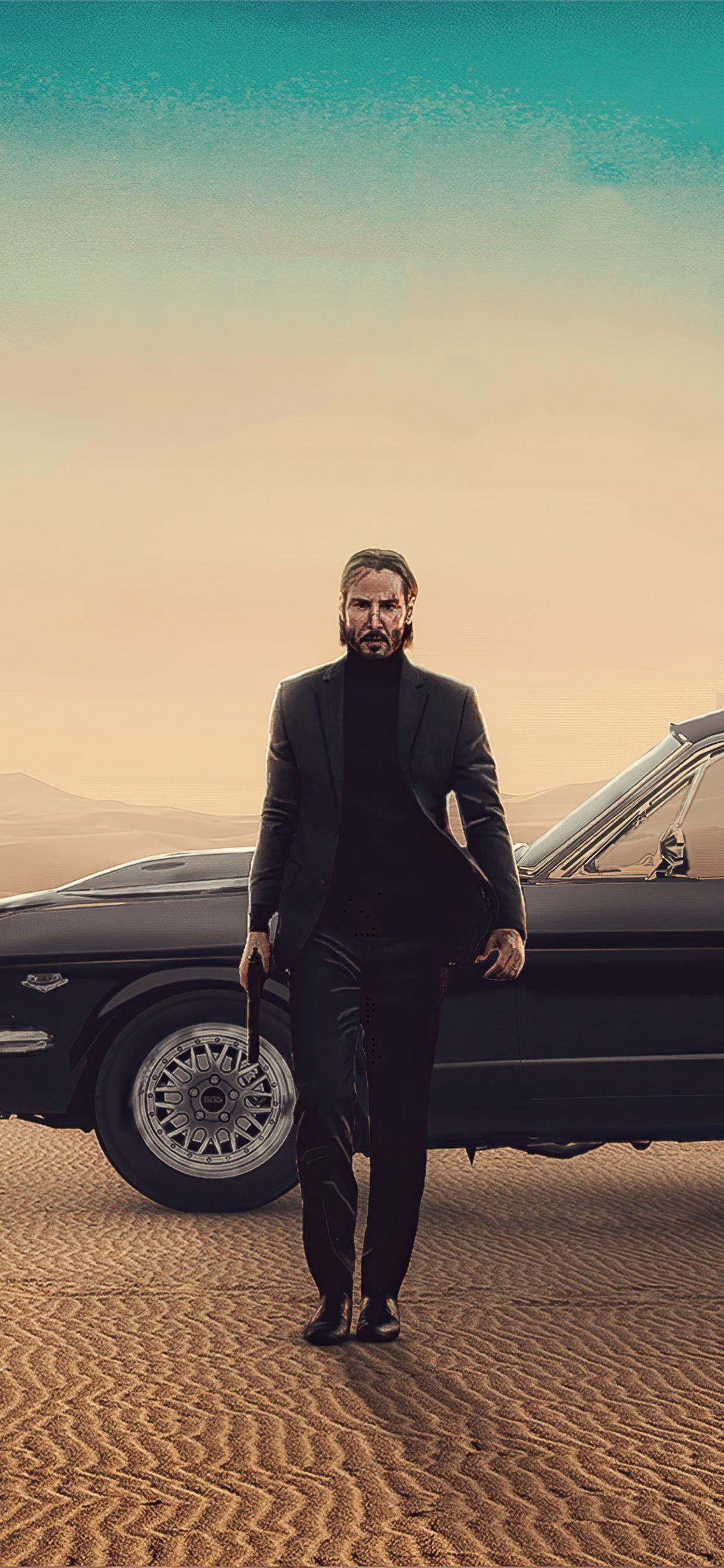 1242x2688 john wick with mustang iPhone X Wallpaper Free Download
