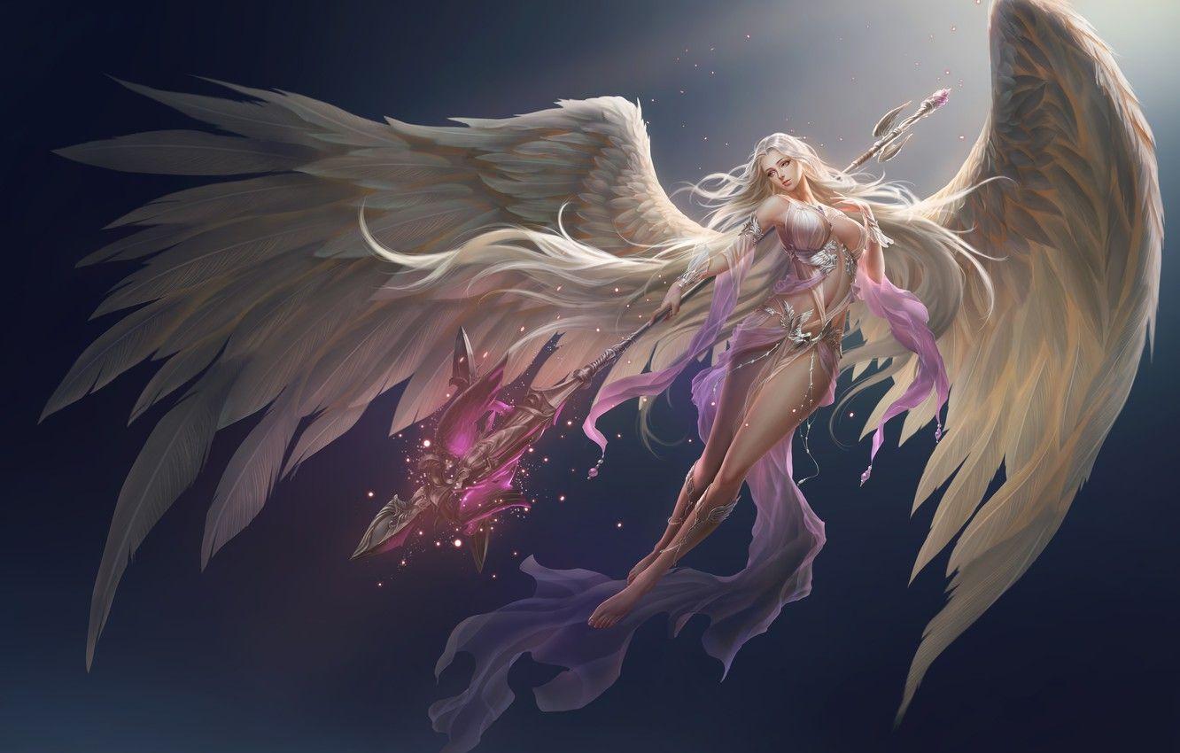 1332x850 Wallpaper girl, background, wings, angel, fortuna, league