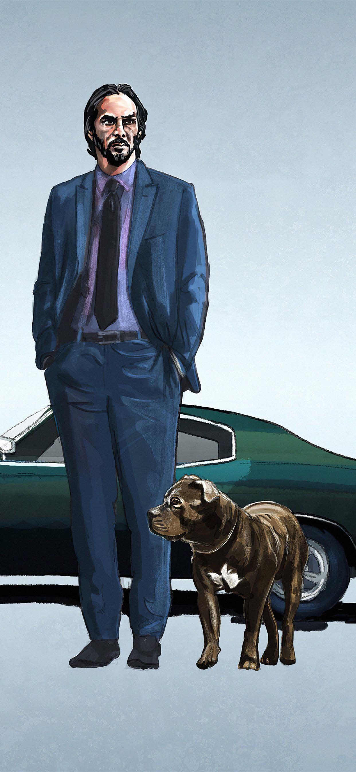 1242x2688 john wick and mustang iPhone X Wallpaper Free Download