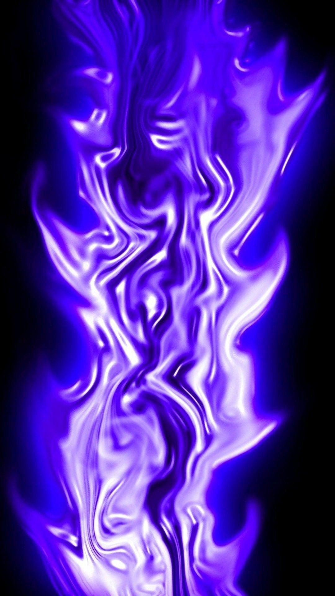 Hình nền chó sói lửa 1080x1920 Purple Blue Fire