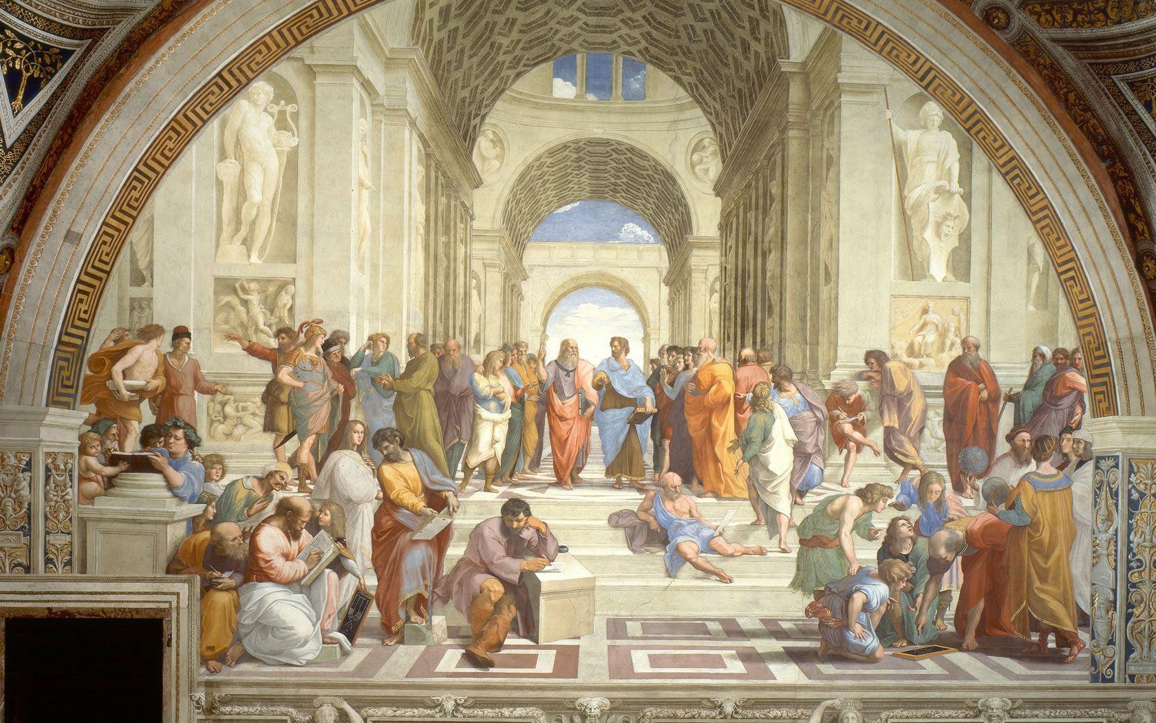 1680x1050 1680*1050 World Famous Paintings / Fine Art Painting Wallpaper with introduction 1680x1050 NO.27 Des. School of athens, World famous paintings, Ap art history 250
