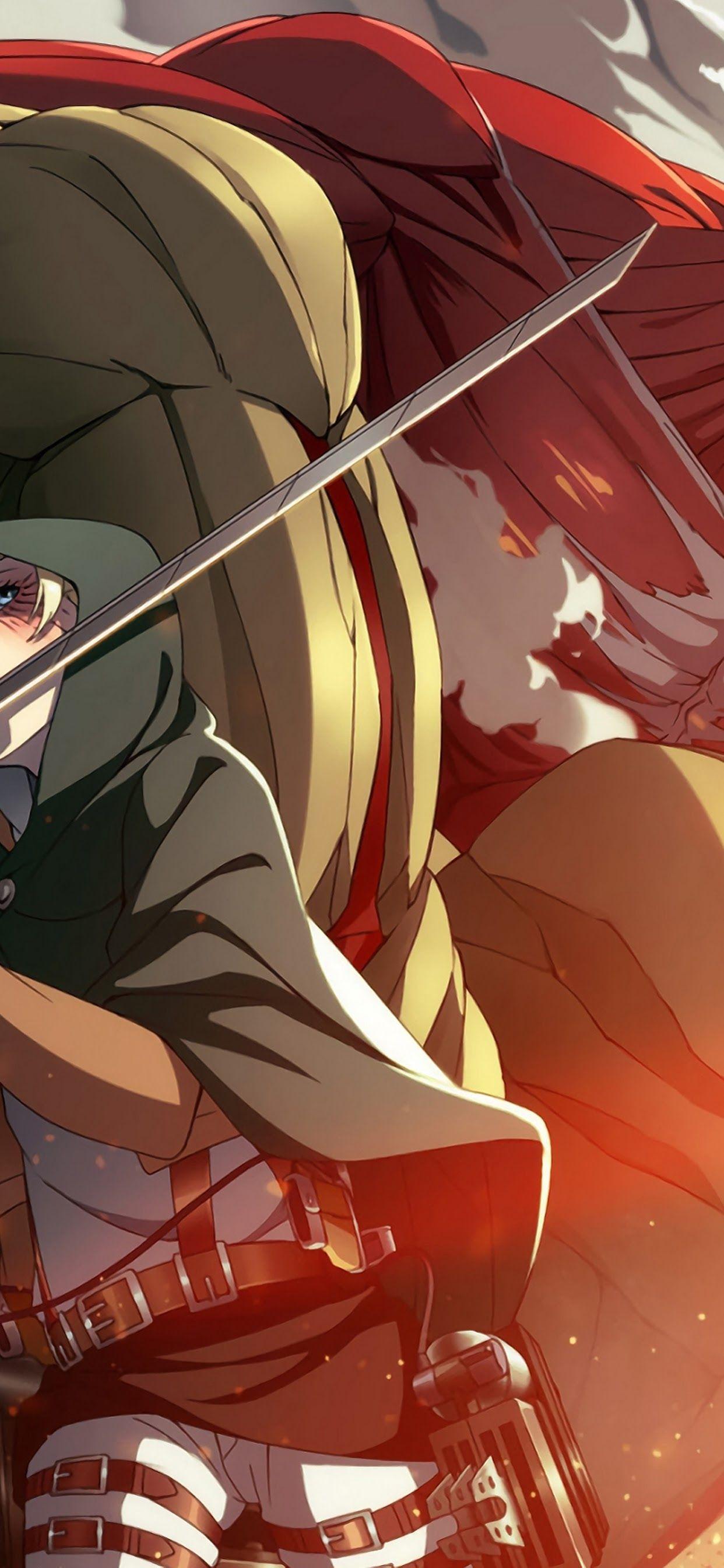 1242x2688 Annie Leonhart Armored Titan Colossal Titan Attack on Titan 4K