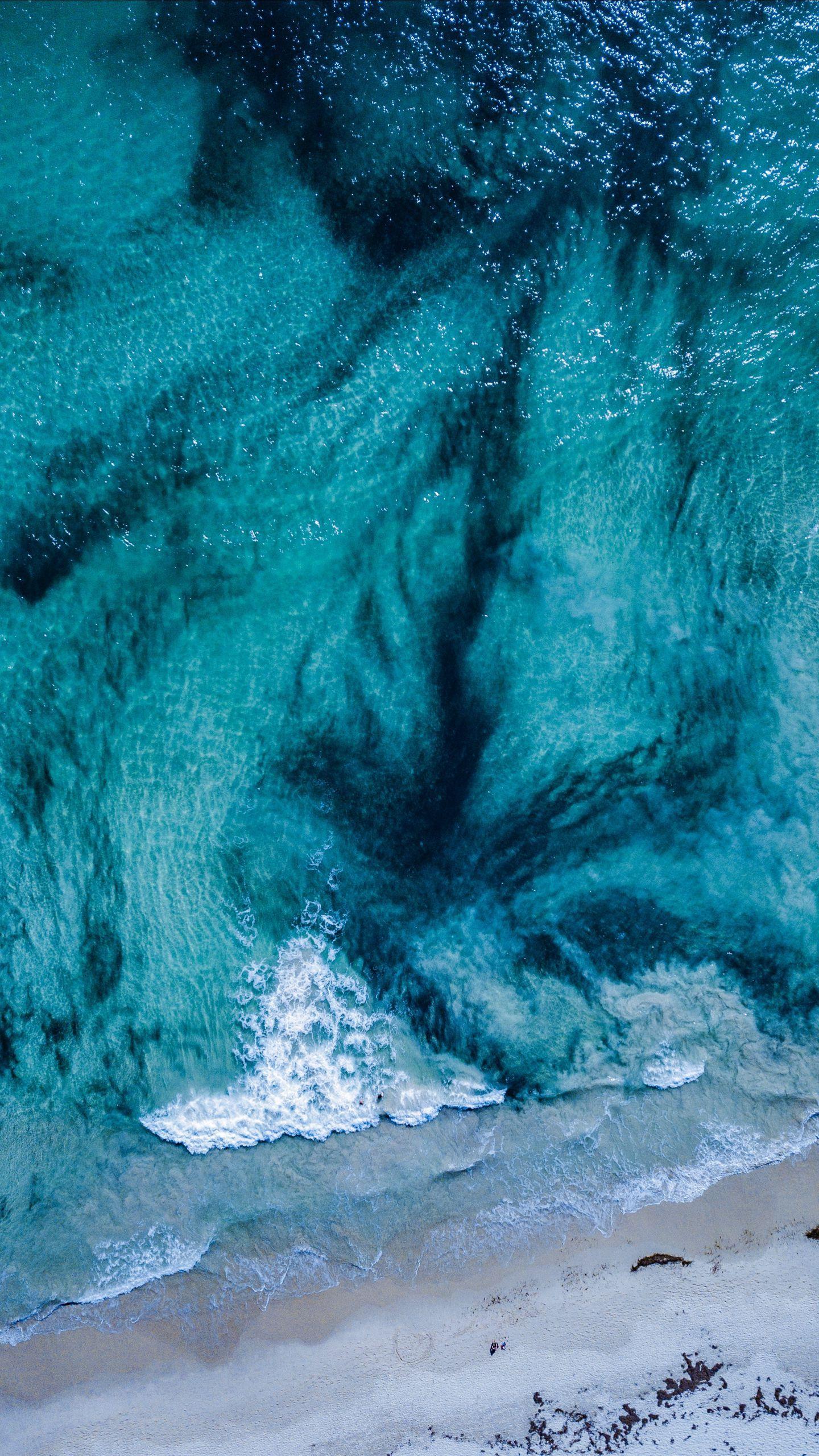 1440x2560 Download wallpaper 1440x2560 ocean, surf, aerial view, sea, waves