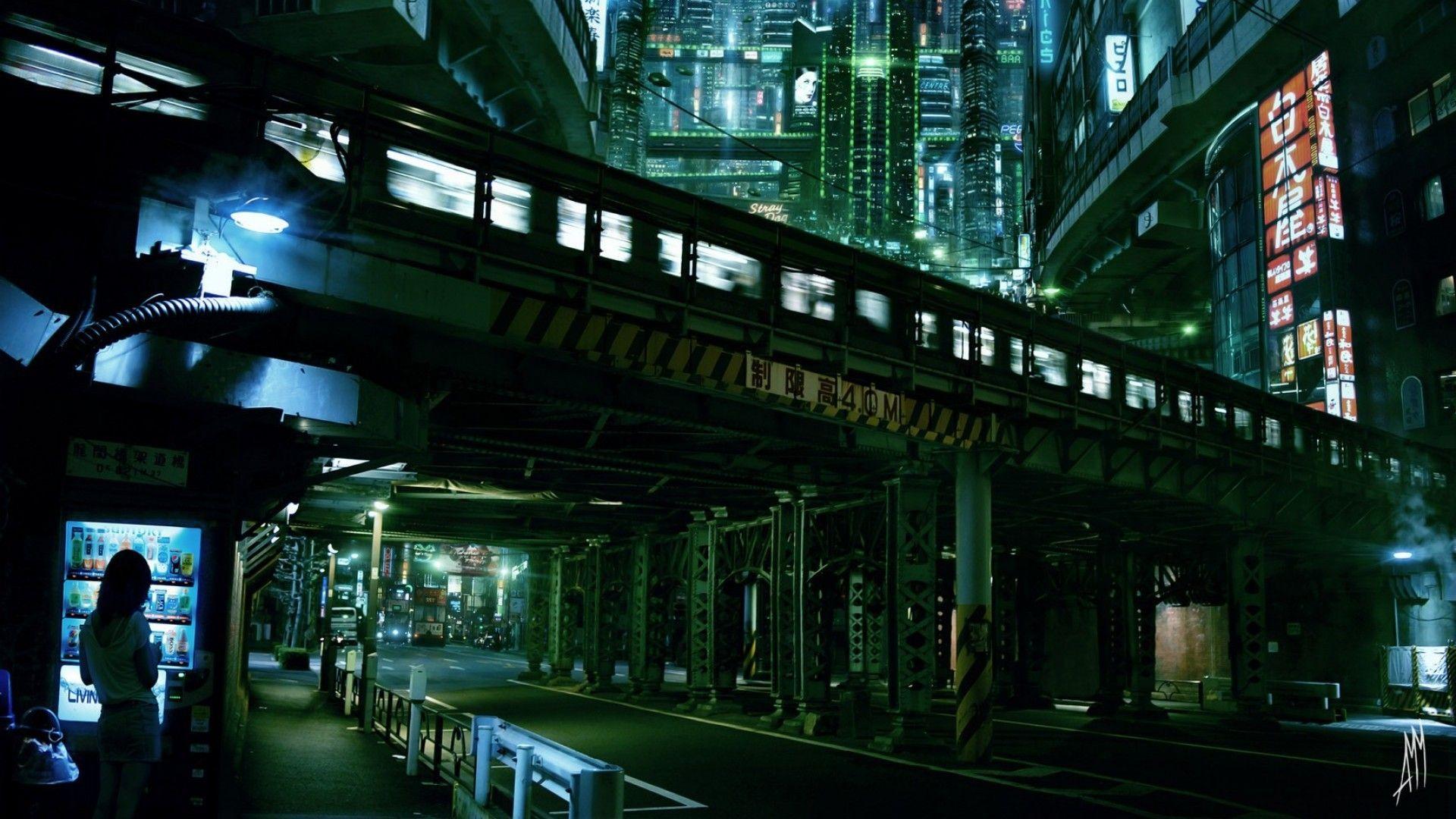 1920x1080 #metro, #cyberpunk, #city, #Japan, #night, wallpaper