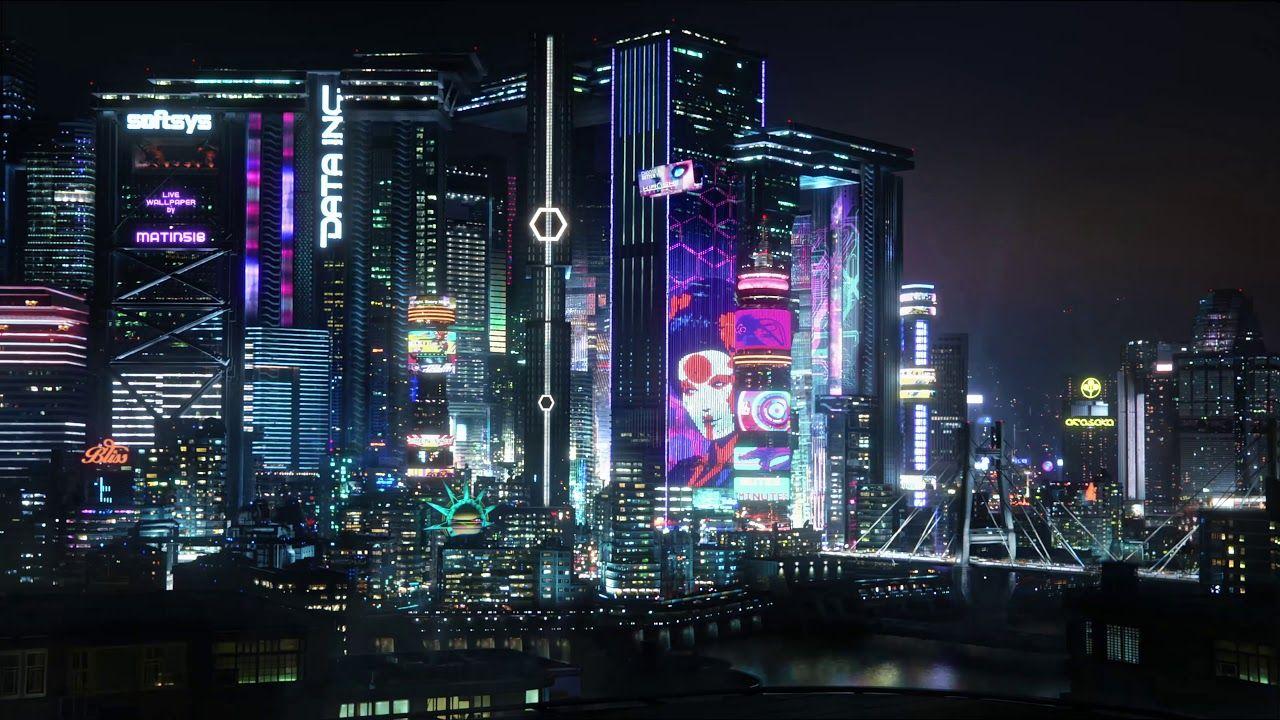 1280x720 Night City View. Cyberpunk 2077 Live Wallpaper