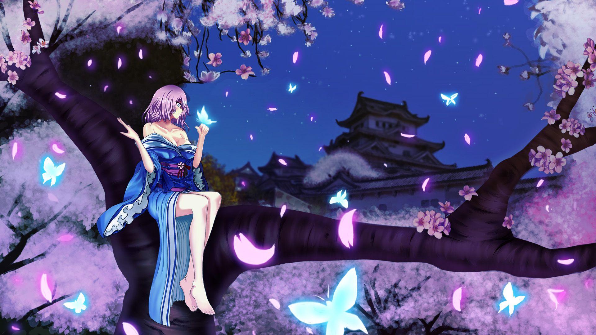 1920x1080 Barefoot blue hair building butterfly .