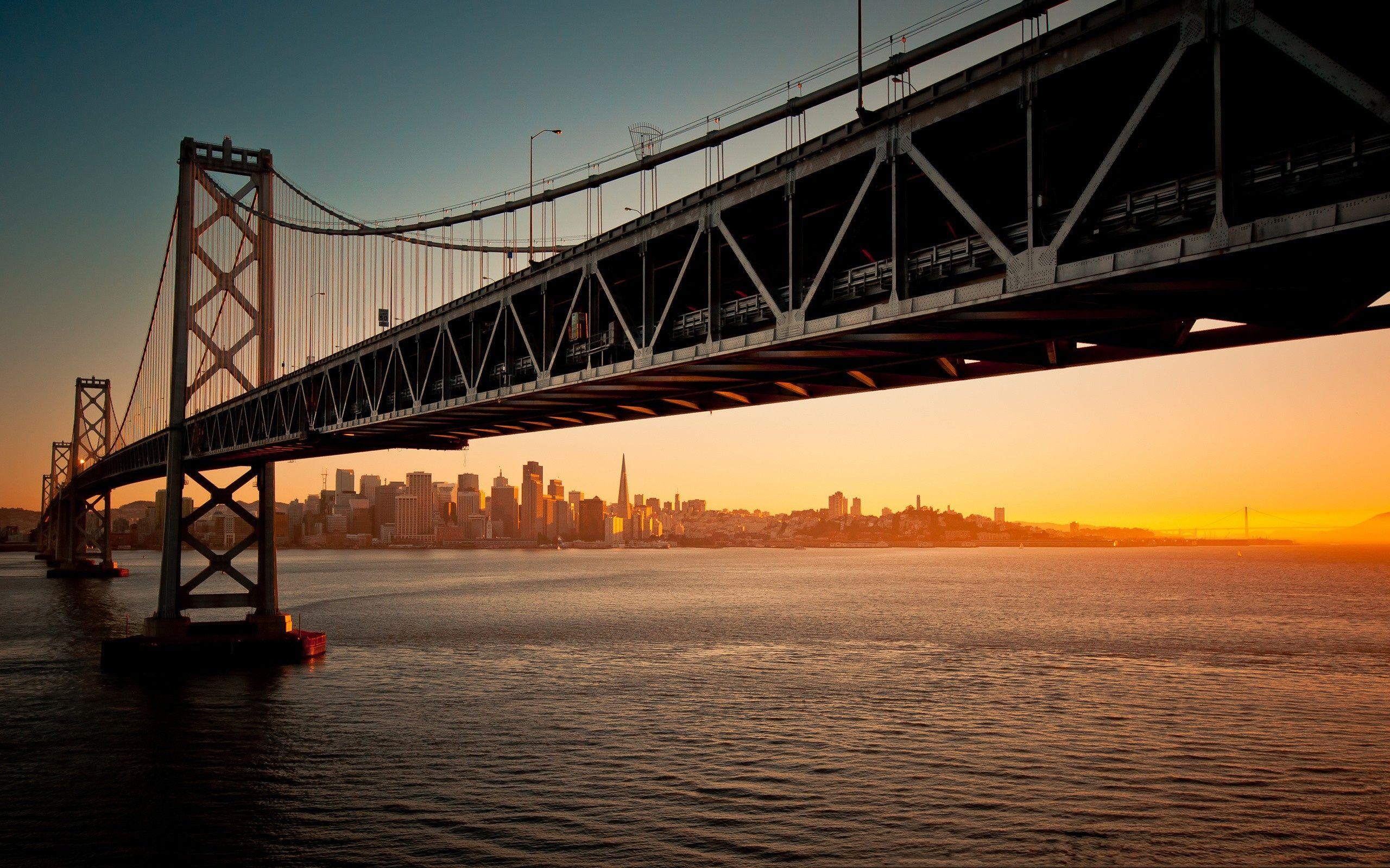 2560x1600 Oakland Bay San Francisco Sunset Bridge Desktop Wallpaper