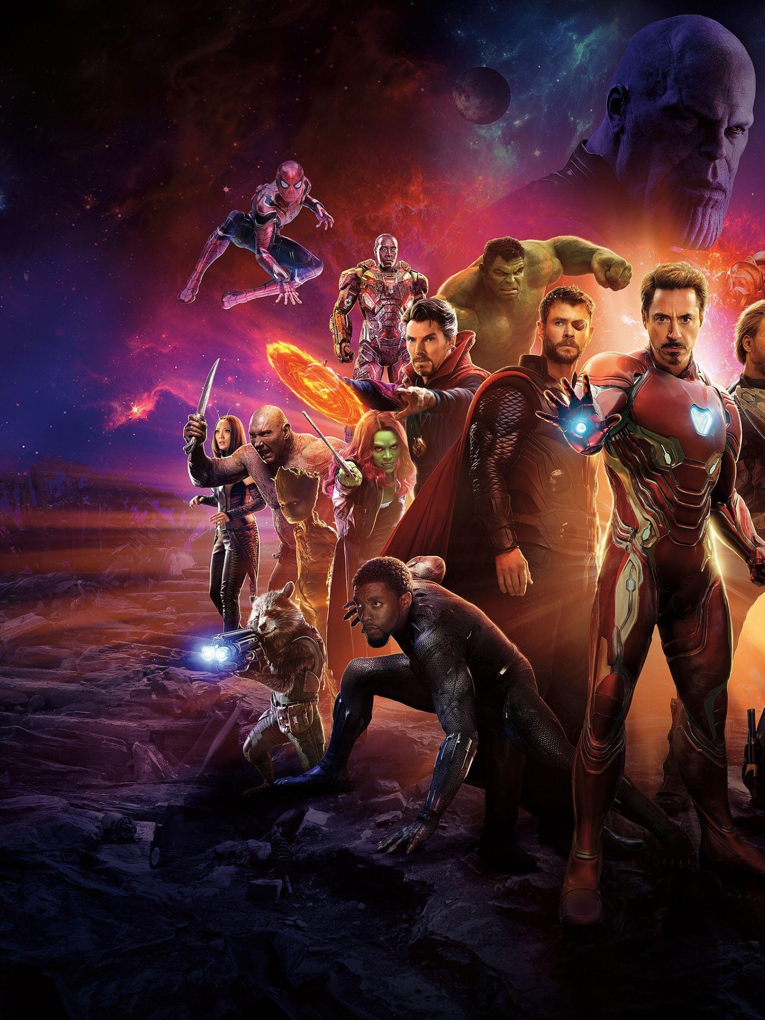 1536x2048 Free download Avengers Infinity War Iron Man Spider Man Doctor