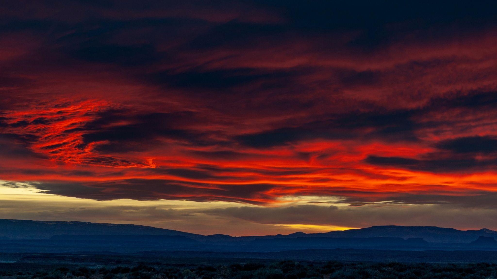 2048x1152 Download sunset, sky, clouds, 4K Ultra Wide monitor display wallpaper 2048x1152