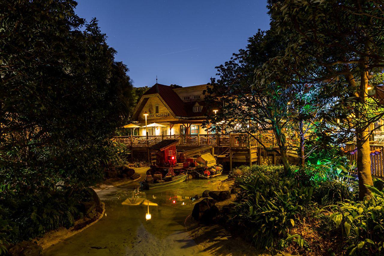1280x853 Desktop Wallpaper Disneyland Japan Nature Pond park night time