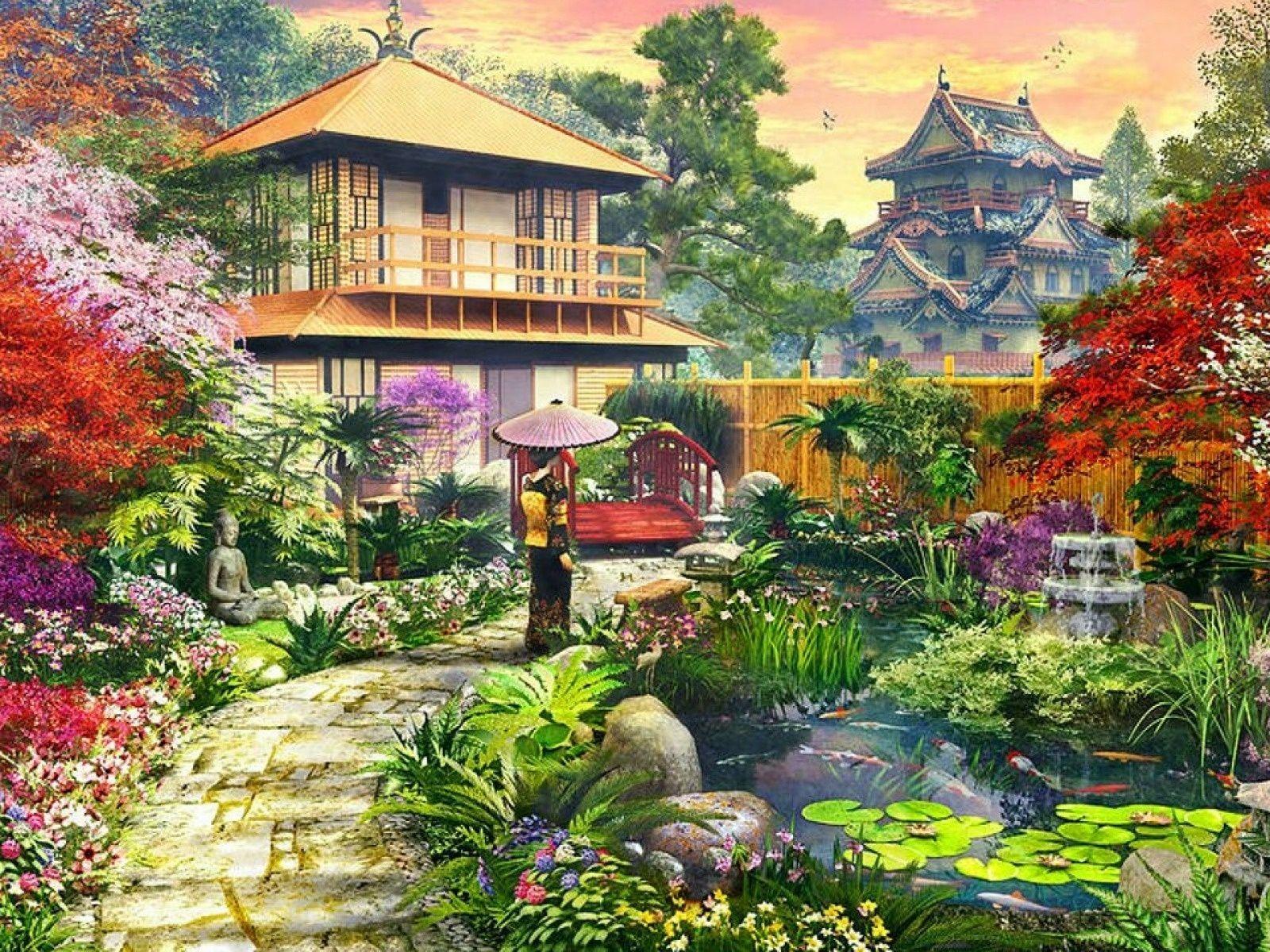 1600x1200 Splendid Japanese Garden desktop PC and Mac wallpaper