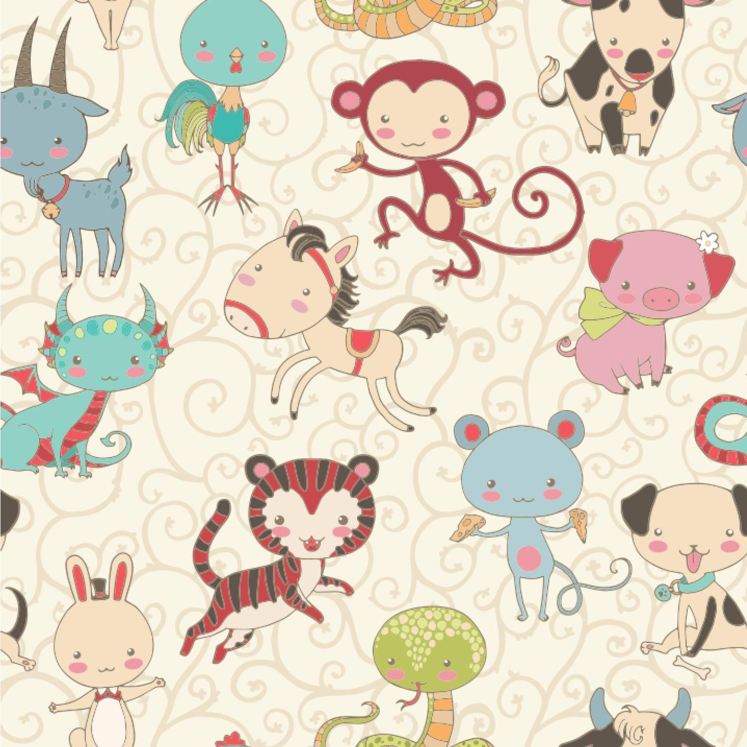1500x1500 Chinese Zodiac Wallpaper & Surface Covering Water Activated 24x 24