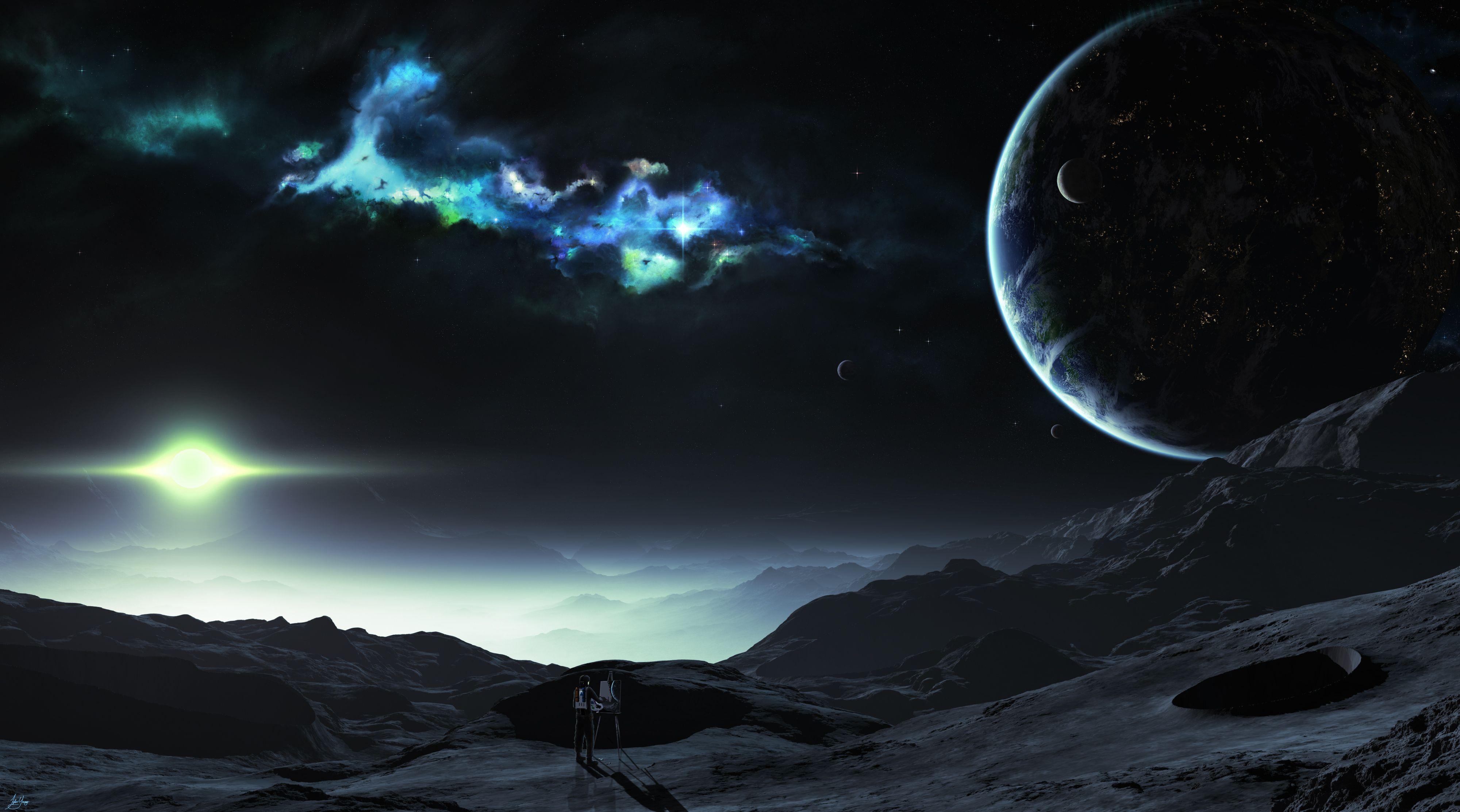 4000x2226 3D Space Scene Wallpaperx2226