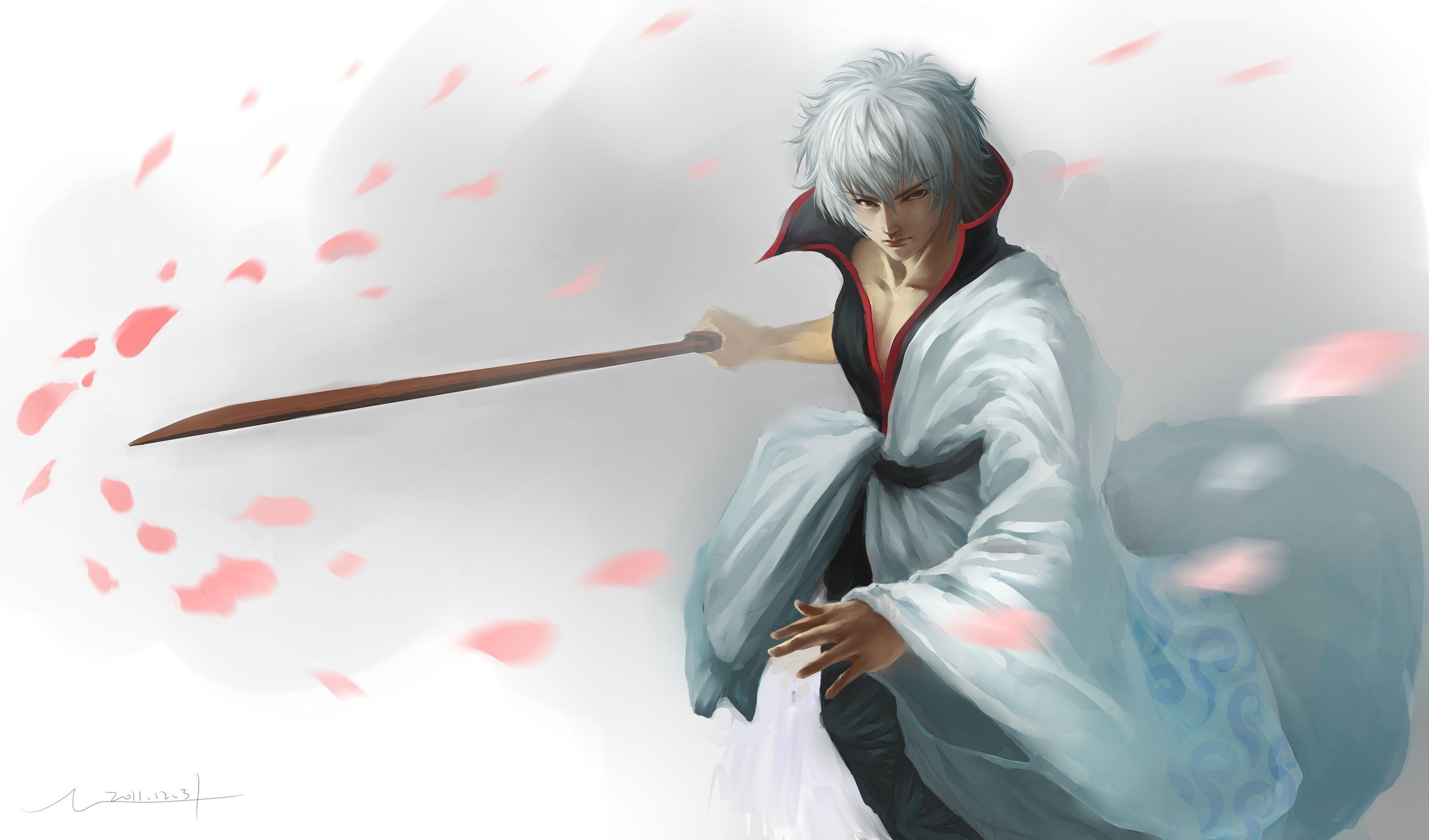 3400x2000 gintama, sakata gintoki, hangleing, парень, Wallpaper