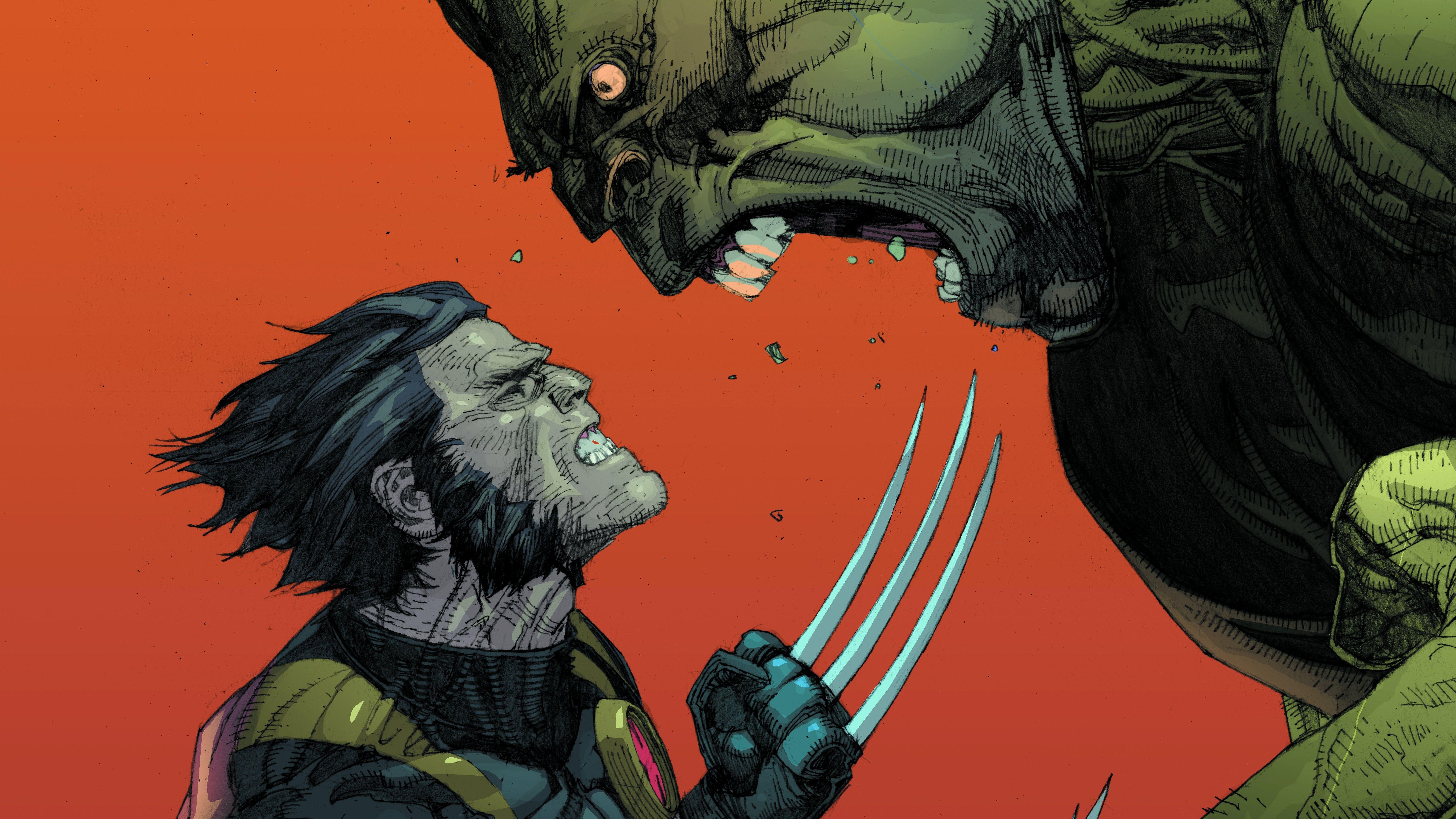 7680x4320 Wolverine The Hulk Marvel Comics 8K