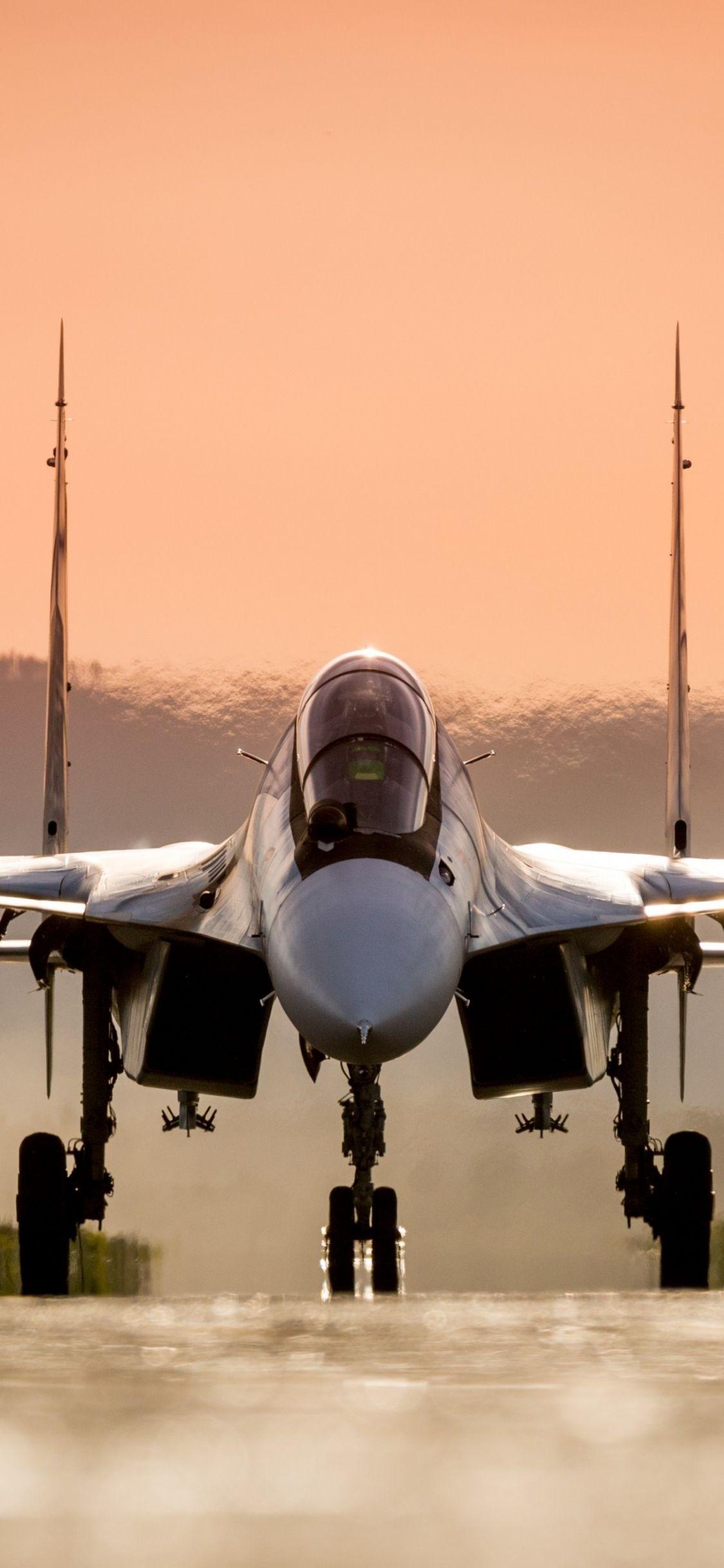 1125x2436 Download 1125x2436 wallpaper sukhoi su- fighter aircraft