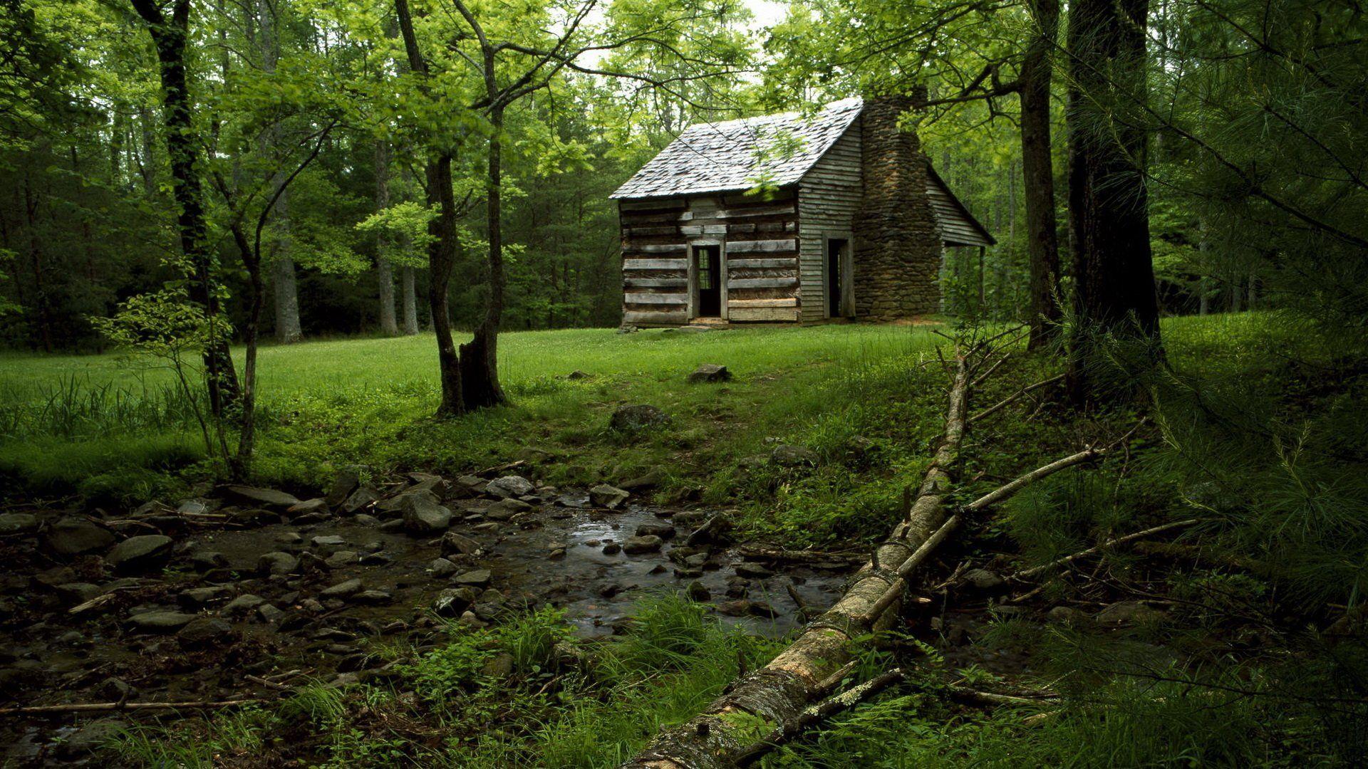 1920x1080 Cabin in the Forest HD Wallpaper. Background Imagex1080