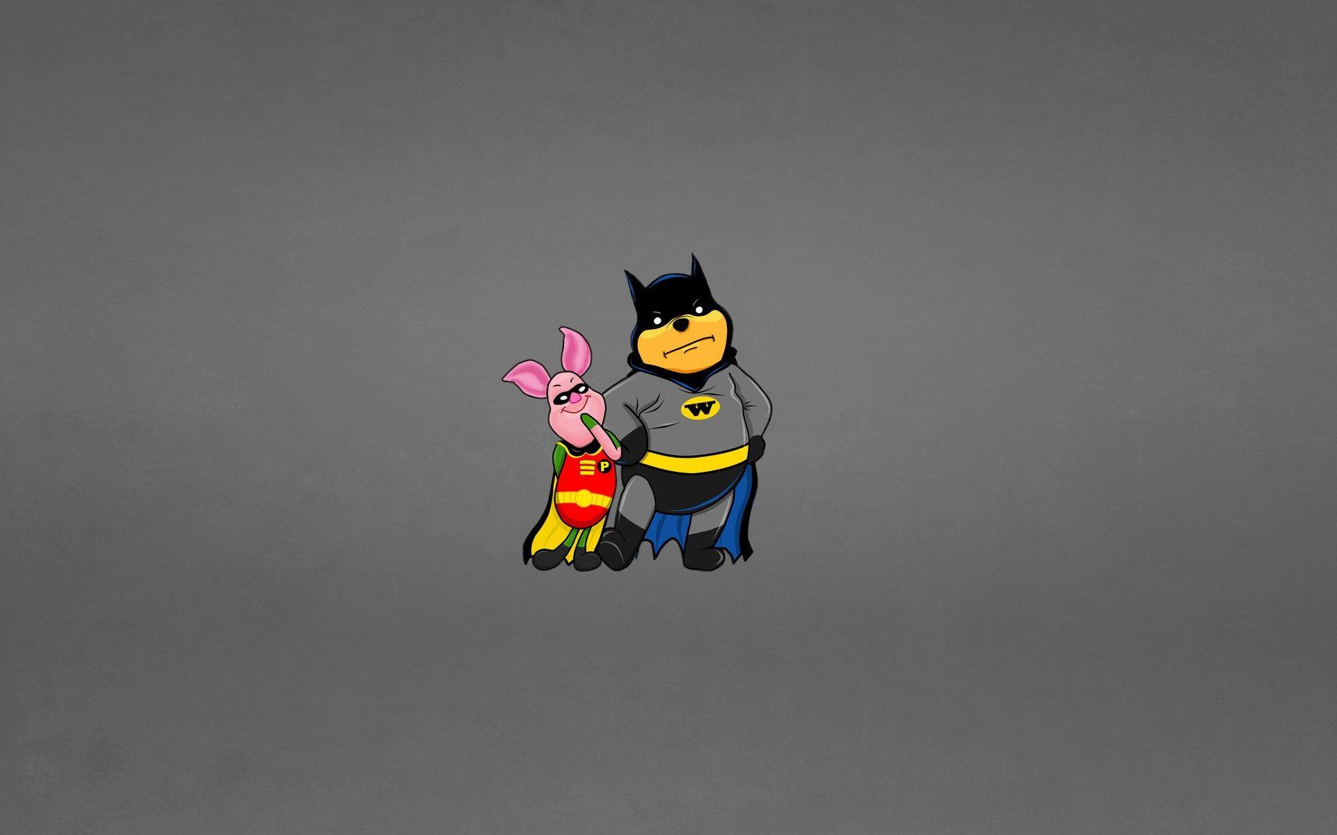 1920x1200 Winnie The Pooh Piglet Batman And Robin Cartoon Funny Wallpaper