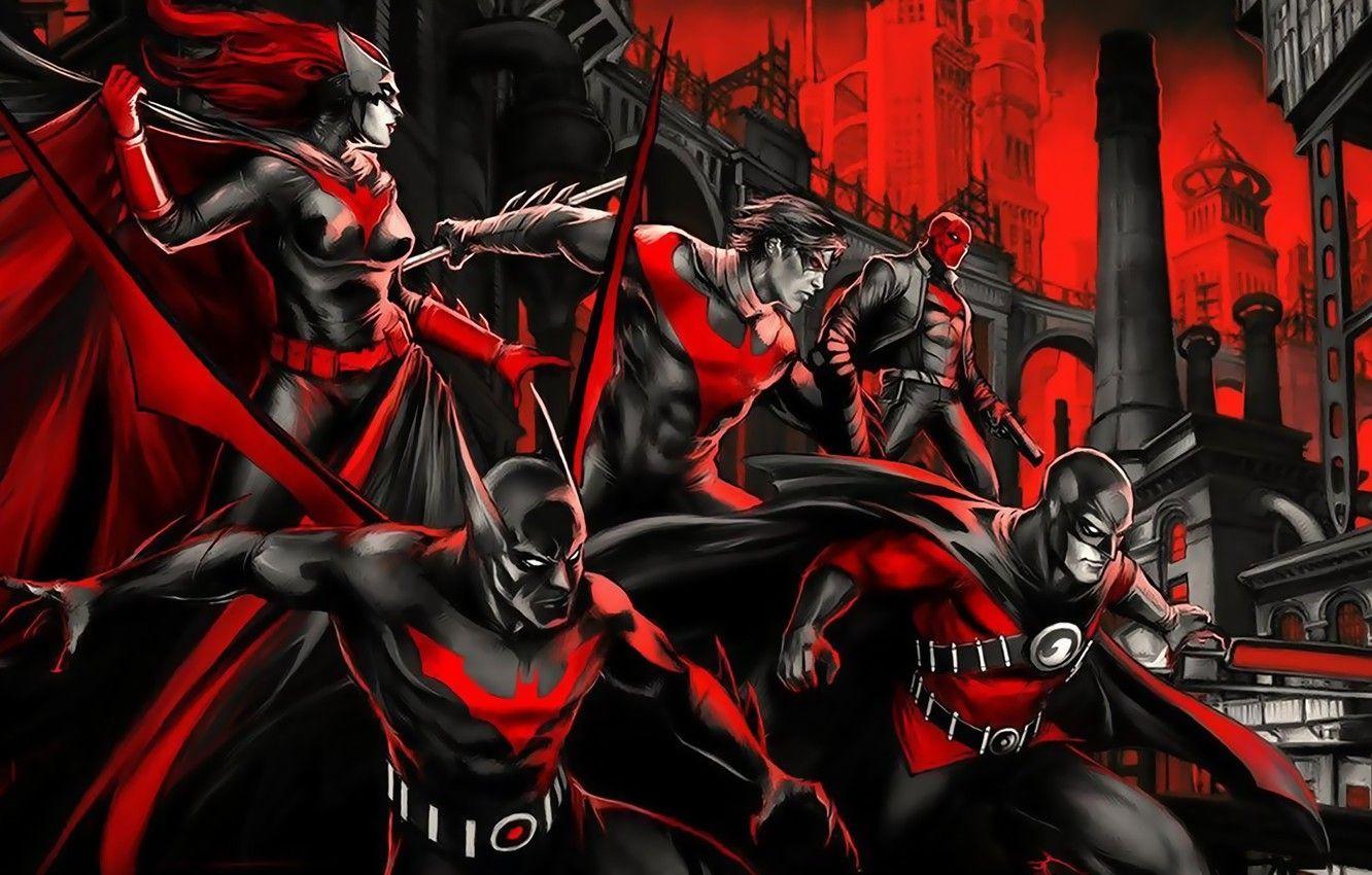 1332x850 Wallpaper red, red, comics, Batwoman, Gotham, Nightwing, Red Hood