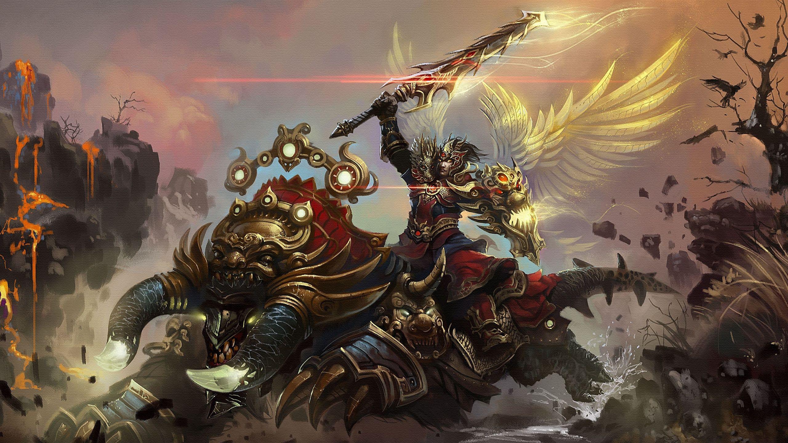 2560x1440 Desktop Wallpaper Shield armour Swords Samurai Warriors 2560x1440