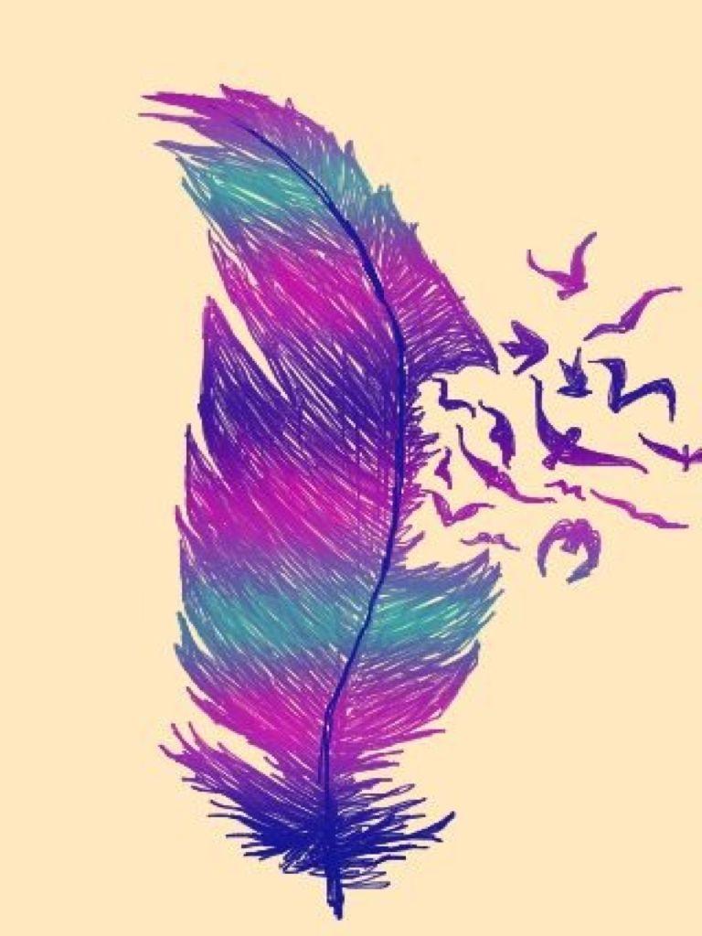 768x1024 Blue and purple feather and bird tattoo. Cute wallpaper for phone, Phone wallpaper, Cute wallpaper